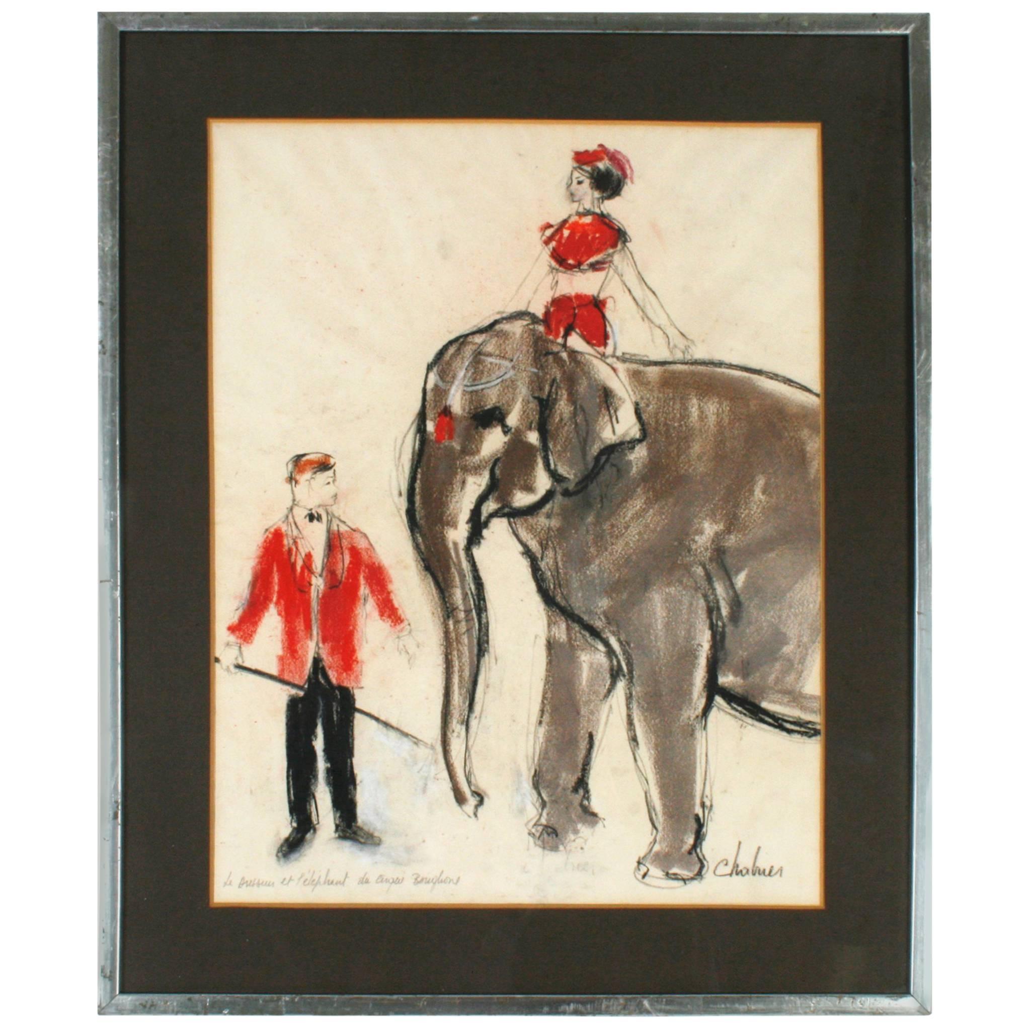 "The Elephant Trainer at The Circus Bouglione" by André Legrand-Chabrier For Sale