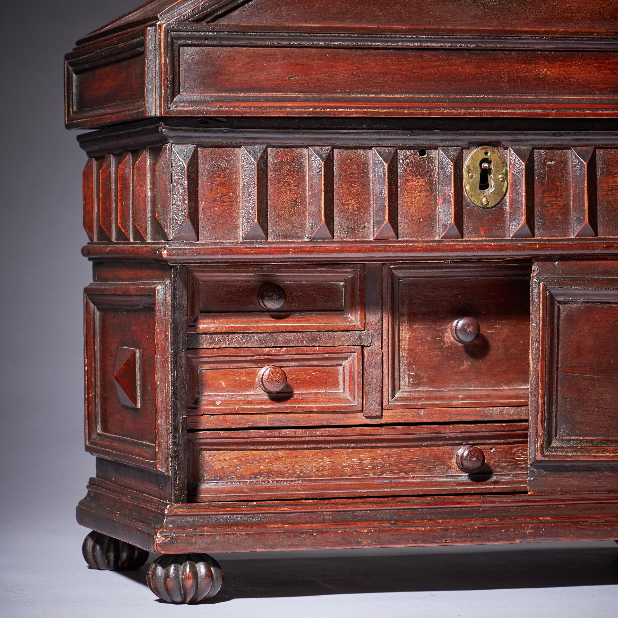 Elizabethan 16th Century Diminutive Cedar Wood Table Casket/Cabinet or Desk Box 4