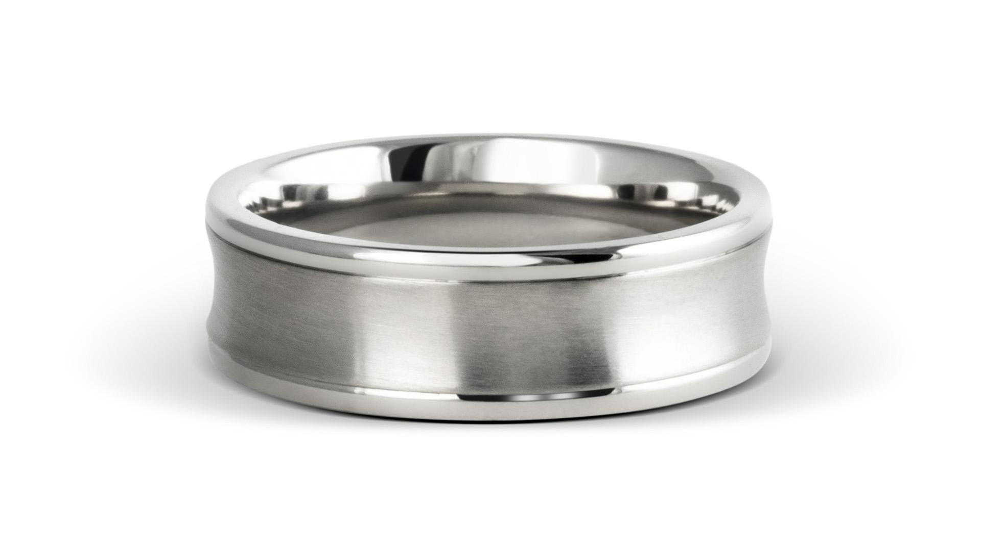 For Sale:  The Ellison : Concave Titanium 7mm Comfort Fit Wedding Band with Polished Edges 3