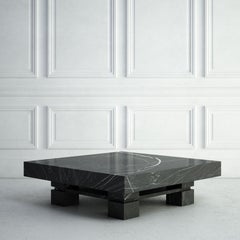 The Elodie: A Modern Stone Coffee Table with a Square Top and Four Square Bases