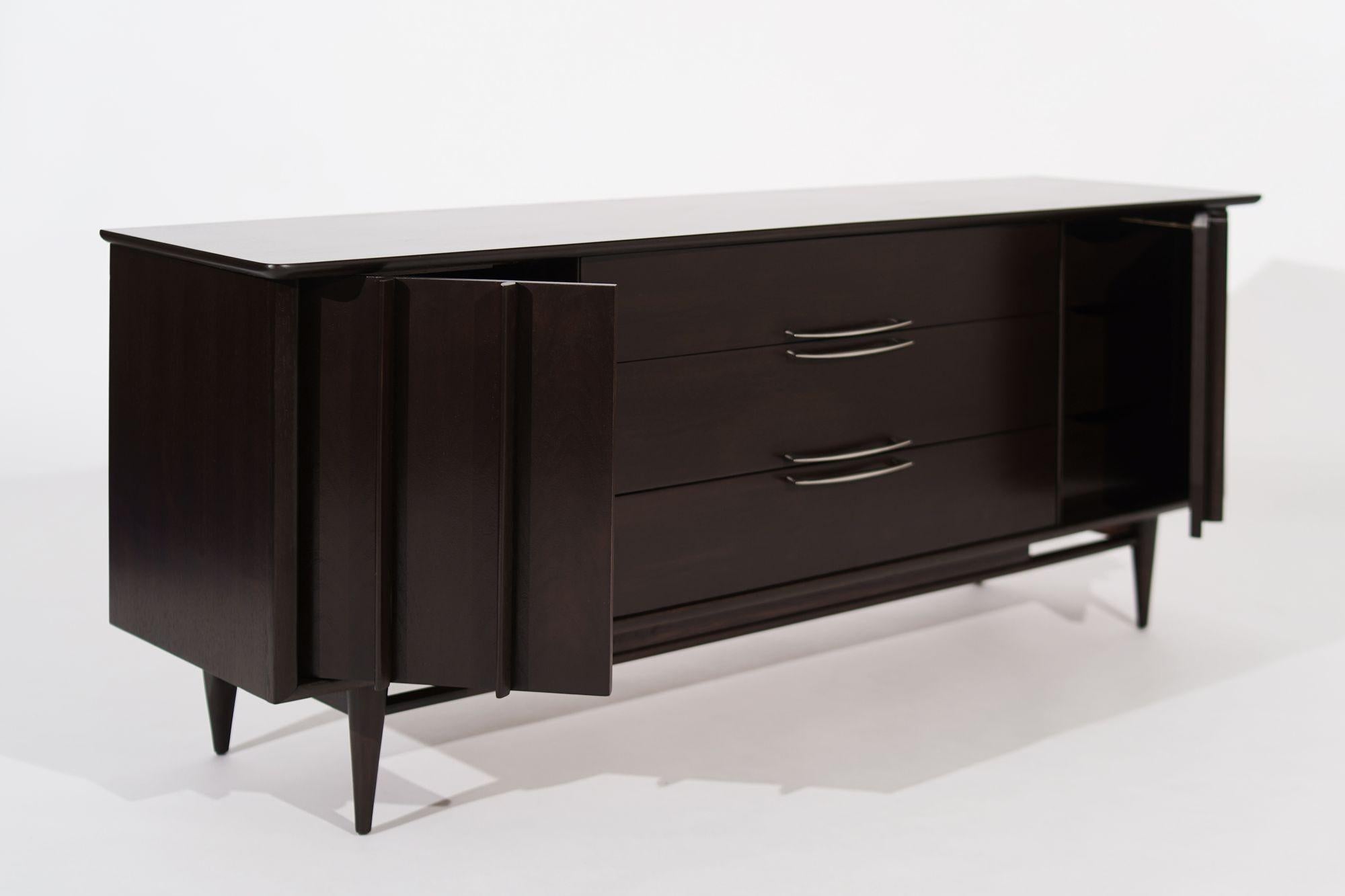 20th Century Eloquence Credenza in Dark Walnut by Kent Coffey, circa 1950s For Sale