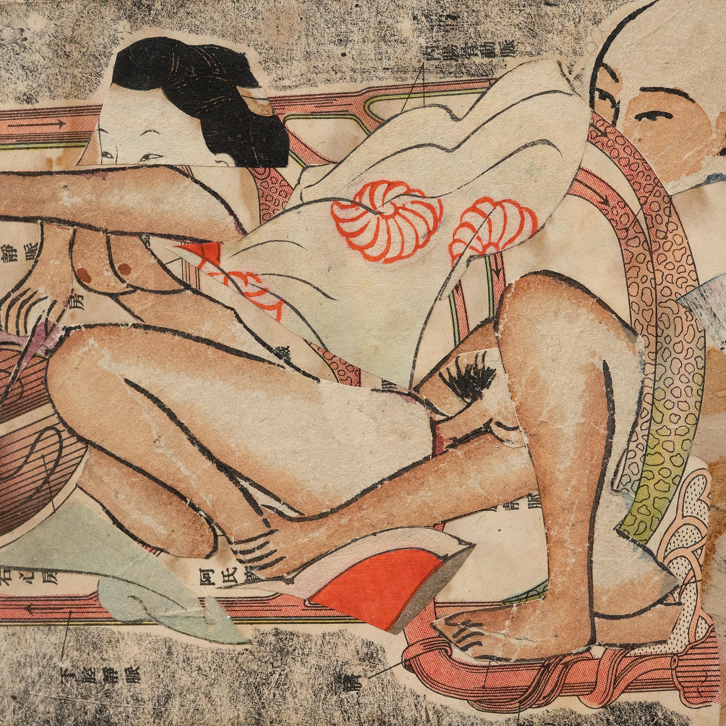 Collage „The Embrace (Shunga Study)“ von Michael Thompson (Minimalistisch) im Angebot