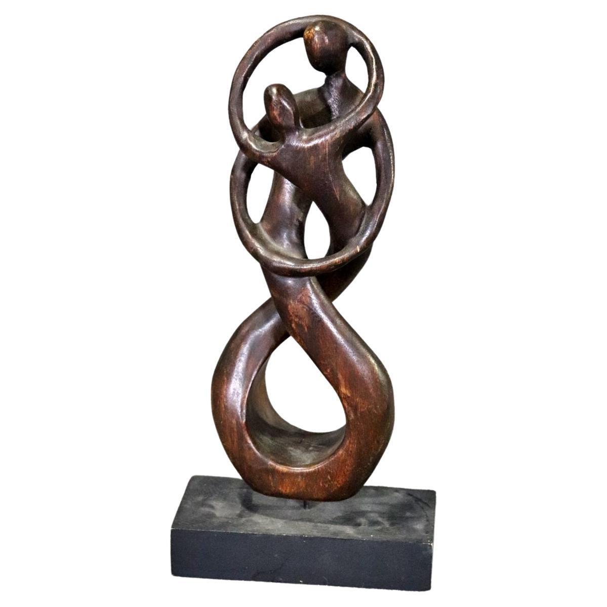 'The Embrace' Wood Sculpture For Sale