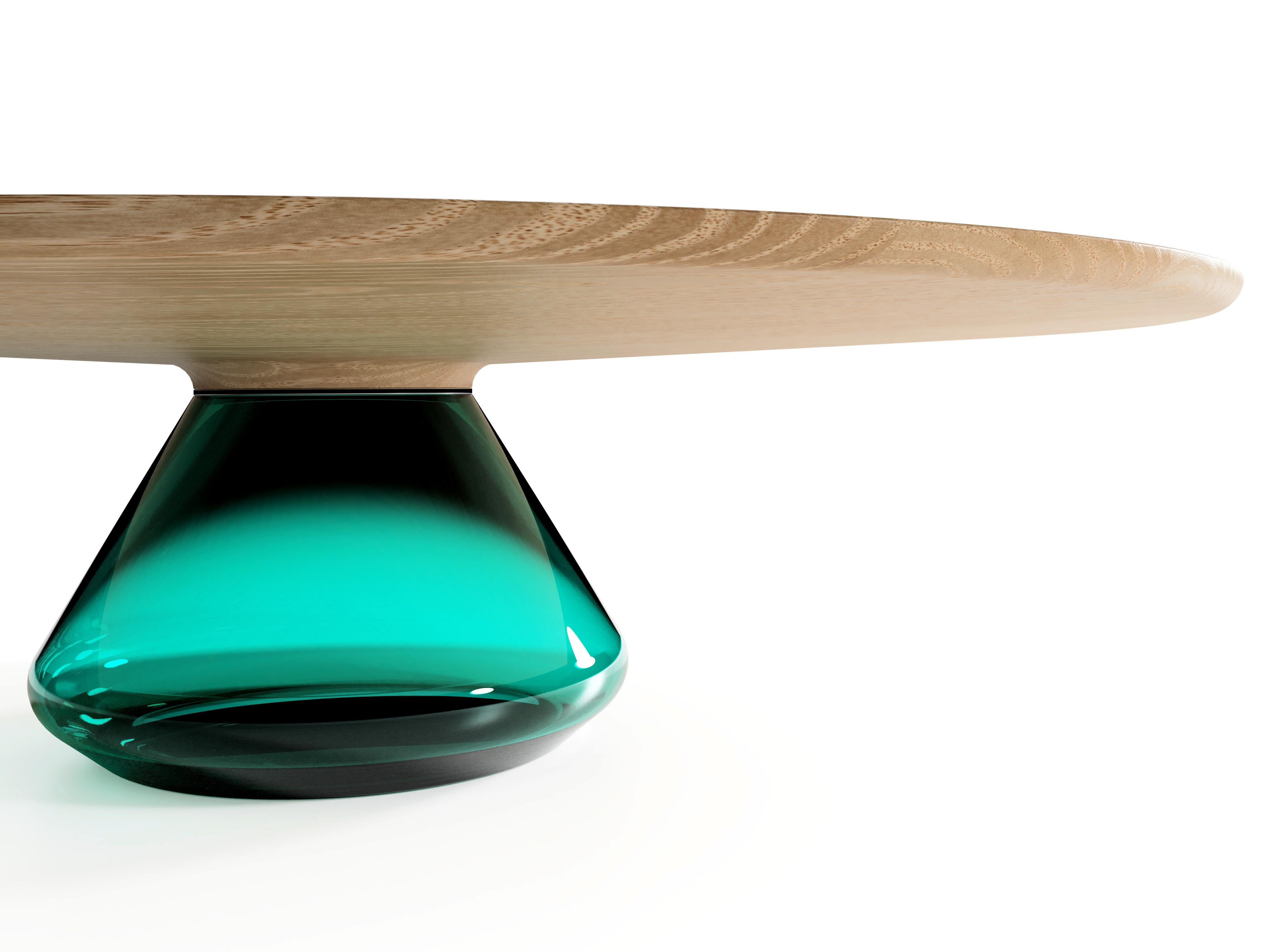 Glass Emerald Eclipse I, Limited Edition Coffee Table by Grzegorz Majka For Sale
