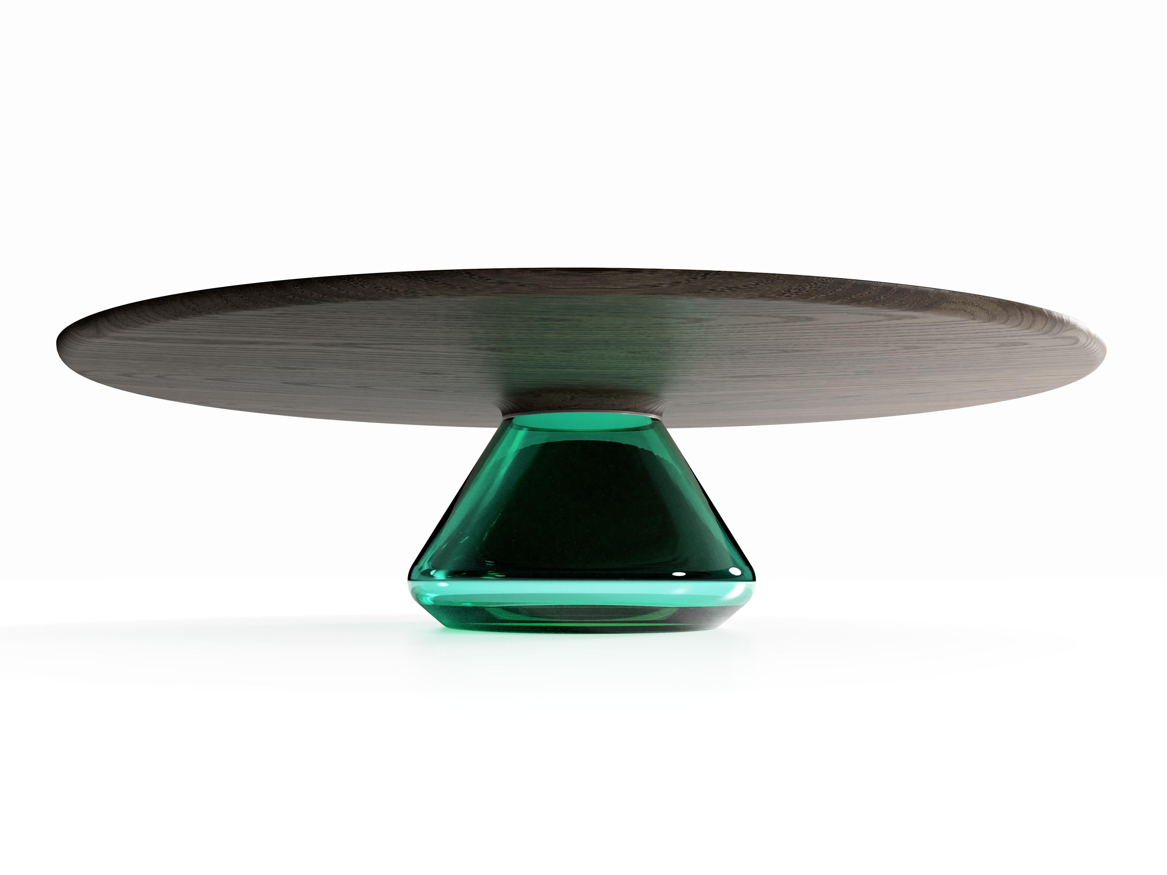 Glass Emerald Eclipse I, Limited Edition Coffee Table by Grzegorz Majka For Sale