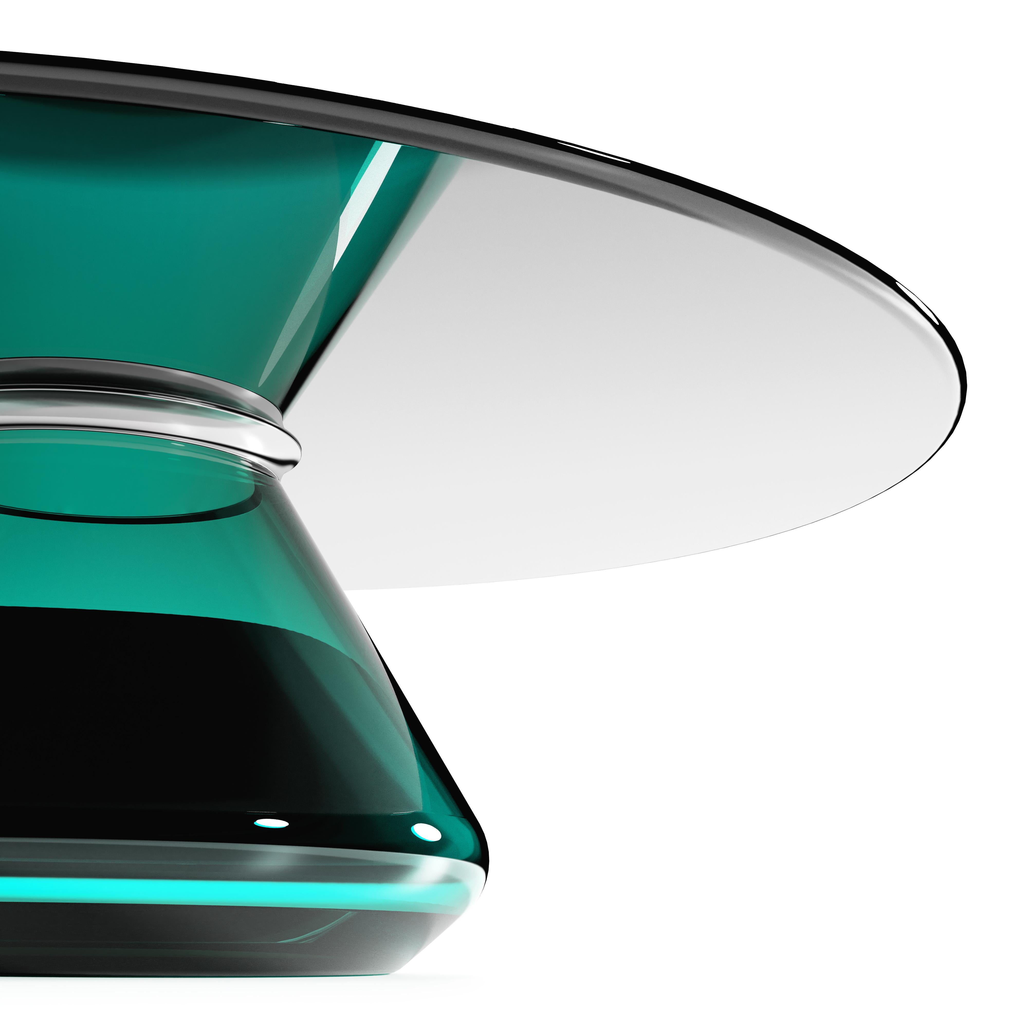 Glass The Emerald Eclipse II Coffee Table by Grzegorz Majka For Sale