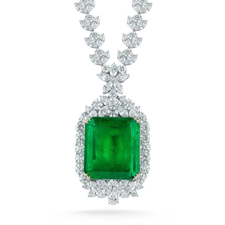 white gold emerald necklace