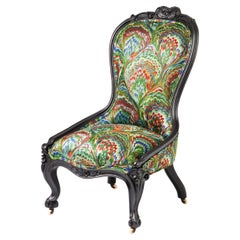 Antique Victorian Slipper Chair - The Emerald Noir