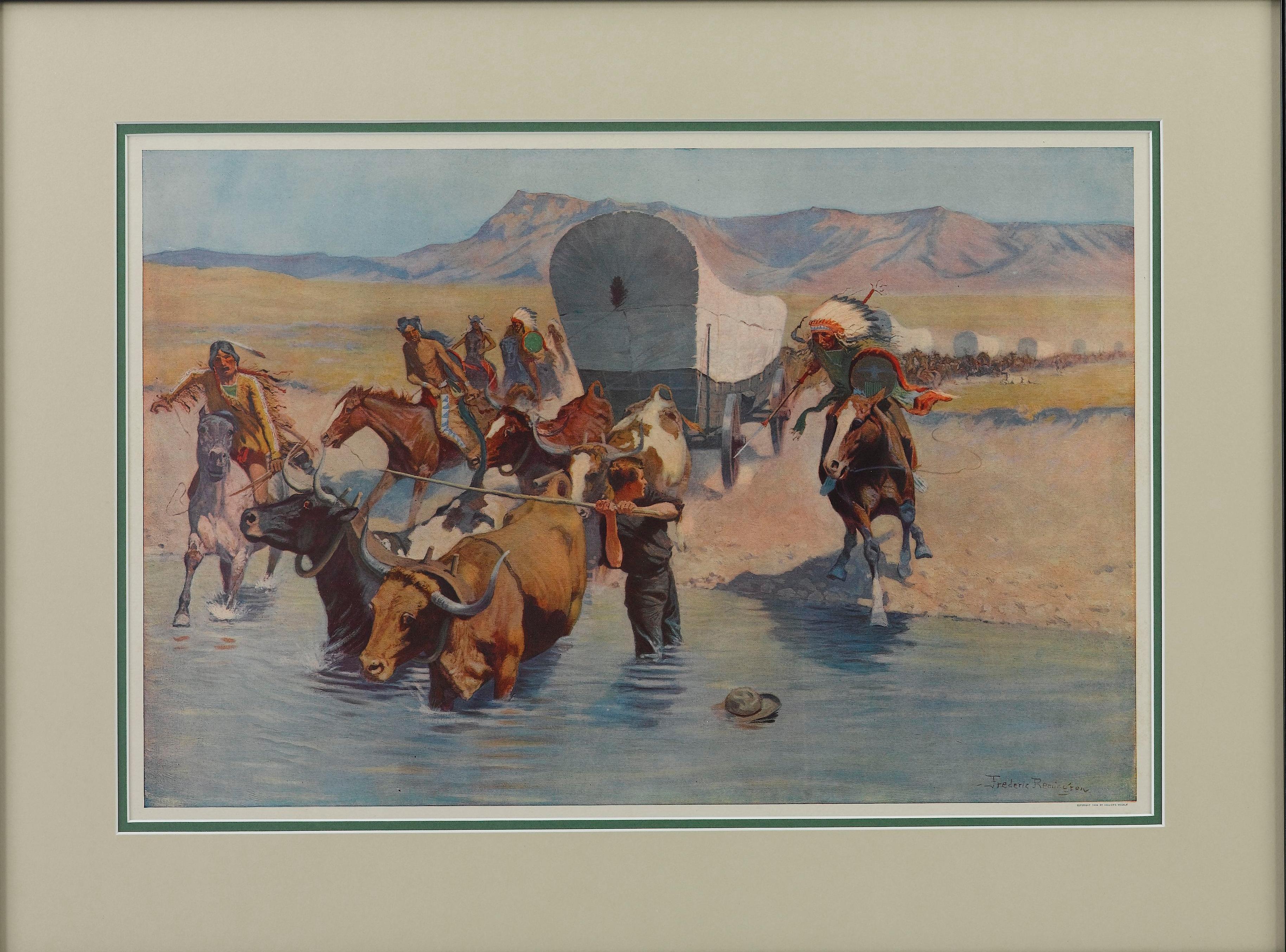 „Die Emigranten“ Frederic Remington Chromolithographie, um 1910 (amerikanisch) im Angebot