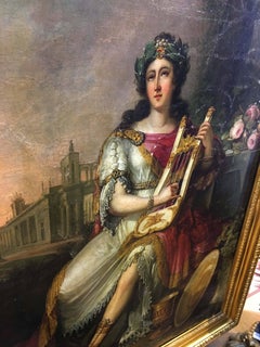 Kaiser Emperor Nero spielt mit der Leier, während Rom brennt von F. Ugeri. Rom, um 1810