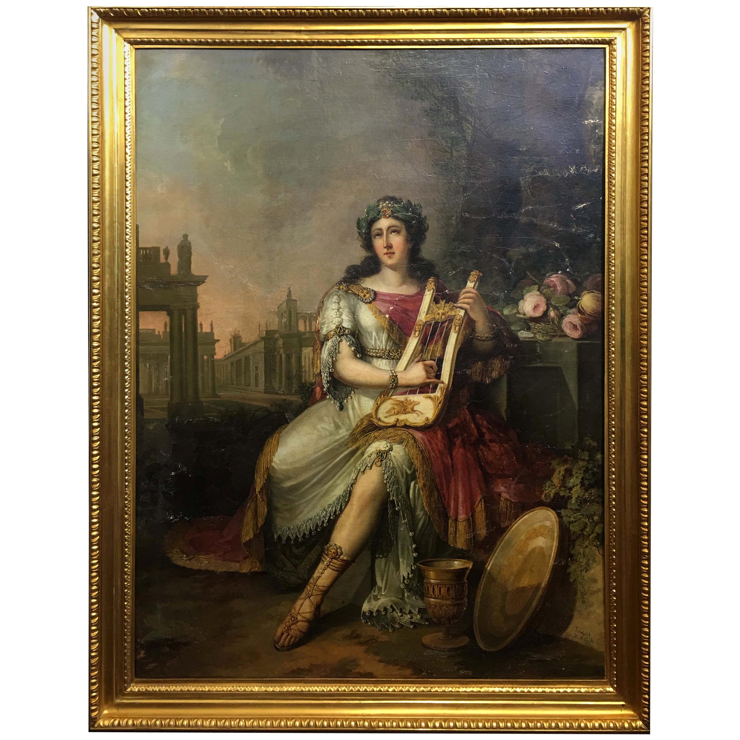 Emperor Nero Plays the Lyre While Rome Burns  by F. Ugeri. Rome, circa 1810 For Sale