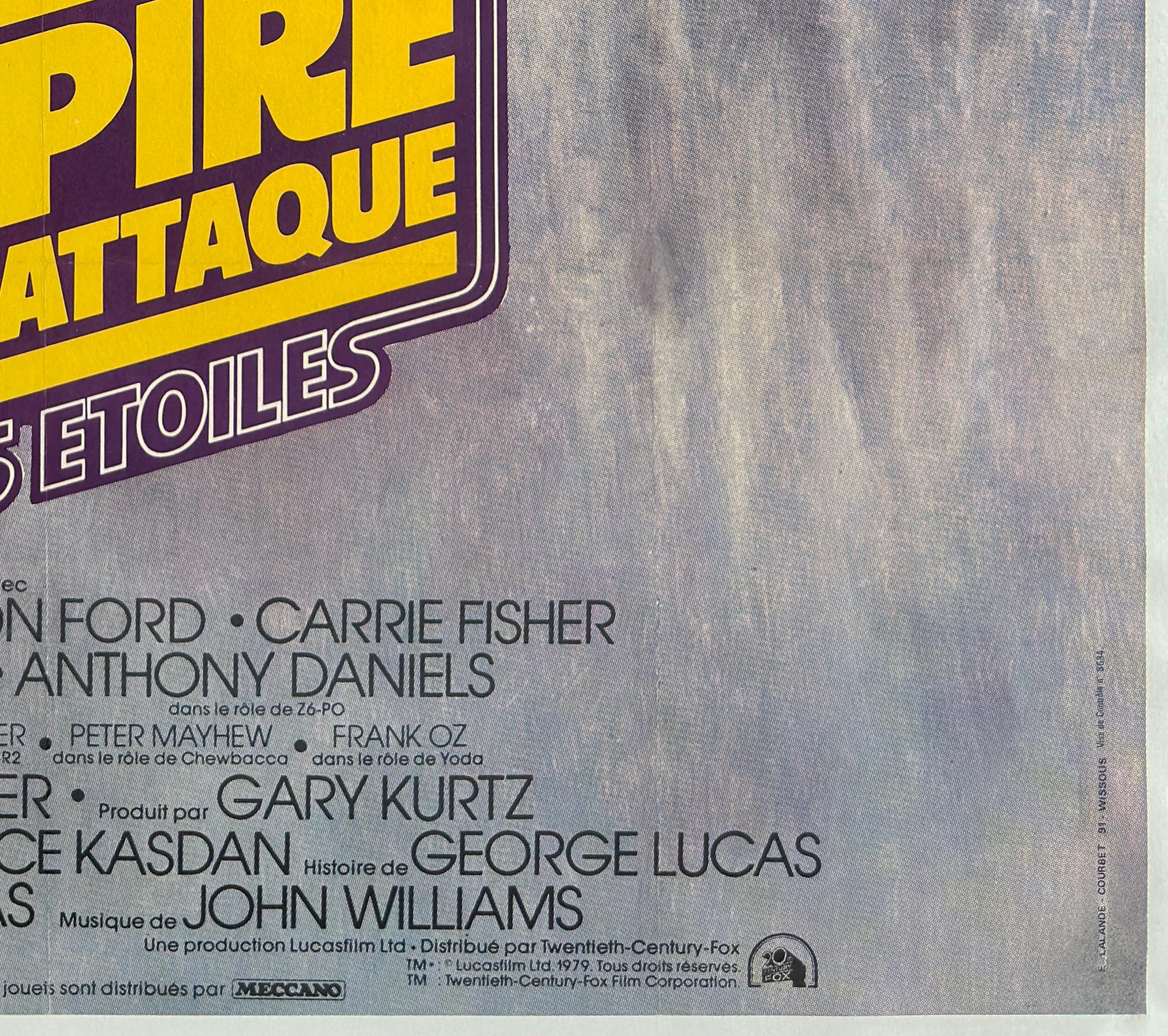 THE EMPIRE STRIKES BACK  1980 French Grande Film Movie Poster, ROGER KASTEL For Sale 1