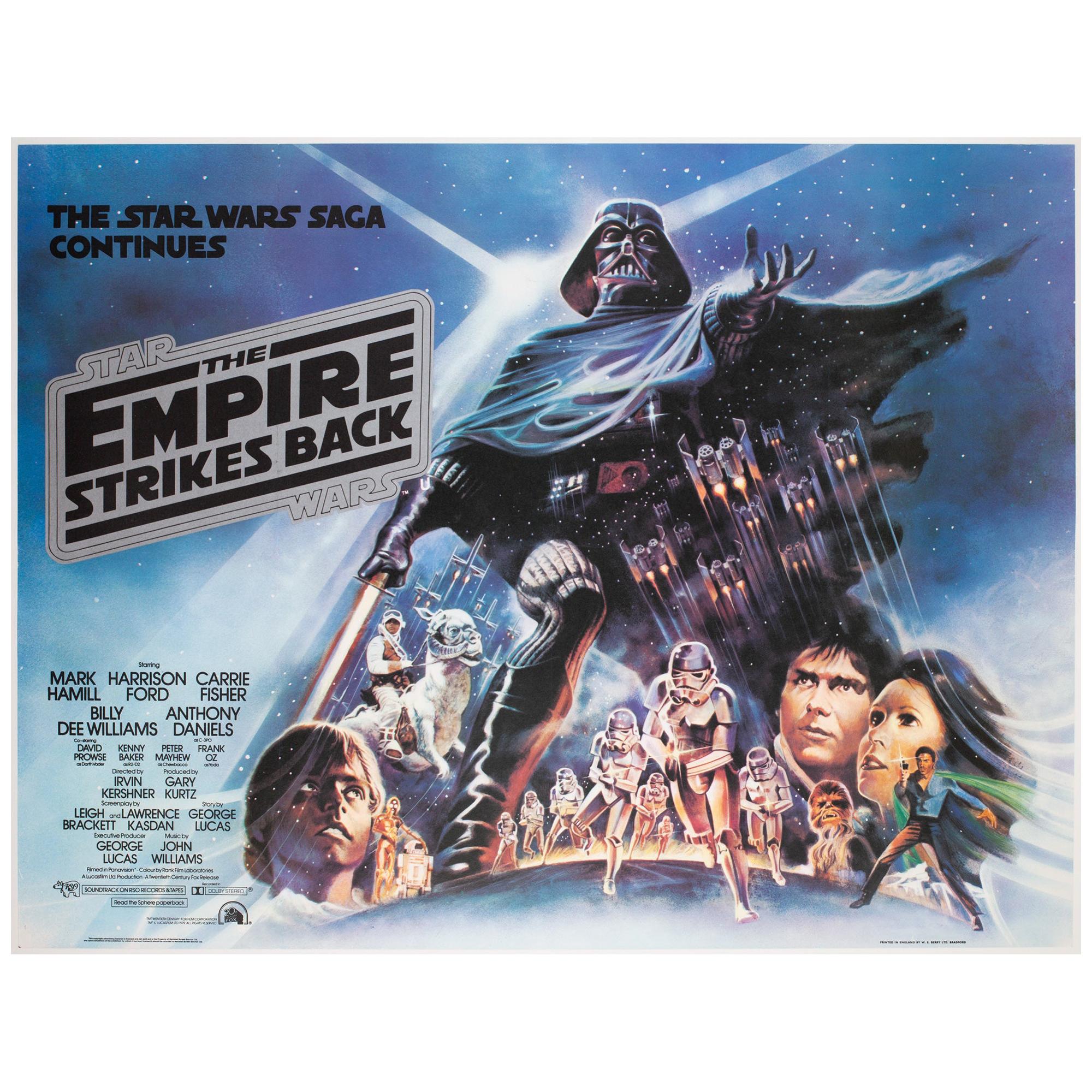 The Empire Strikes Back 1980 UK Quad Black Title Style Film Movie Poster, Jung