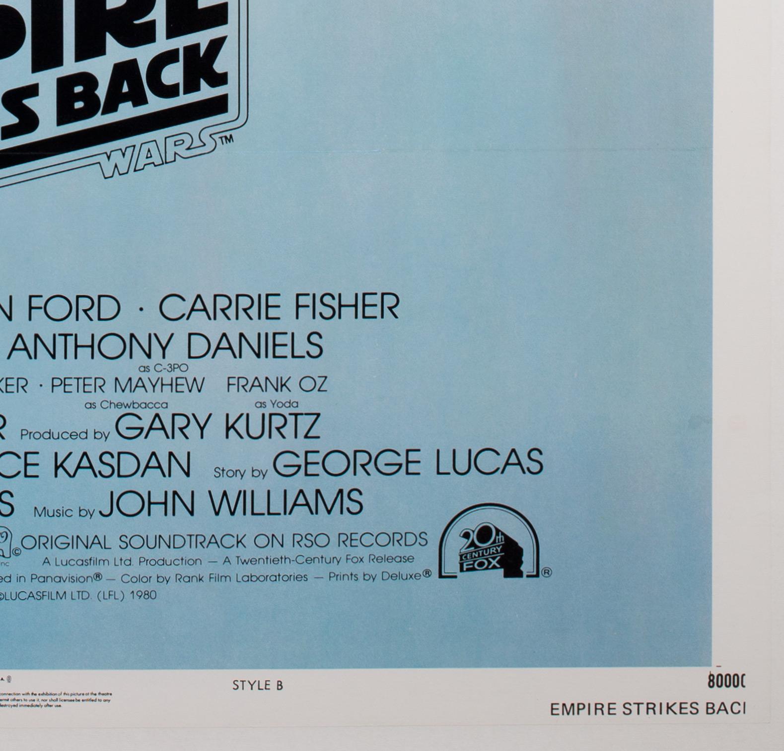 The Empire Strikes Back 1980 US 1 Sheet Style B Film Poster, Jung, Linen Backed 3