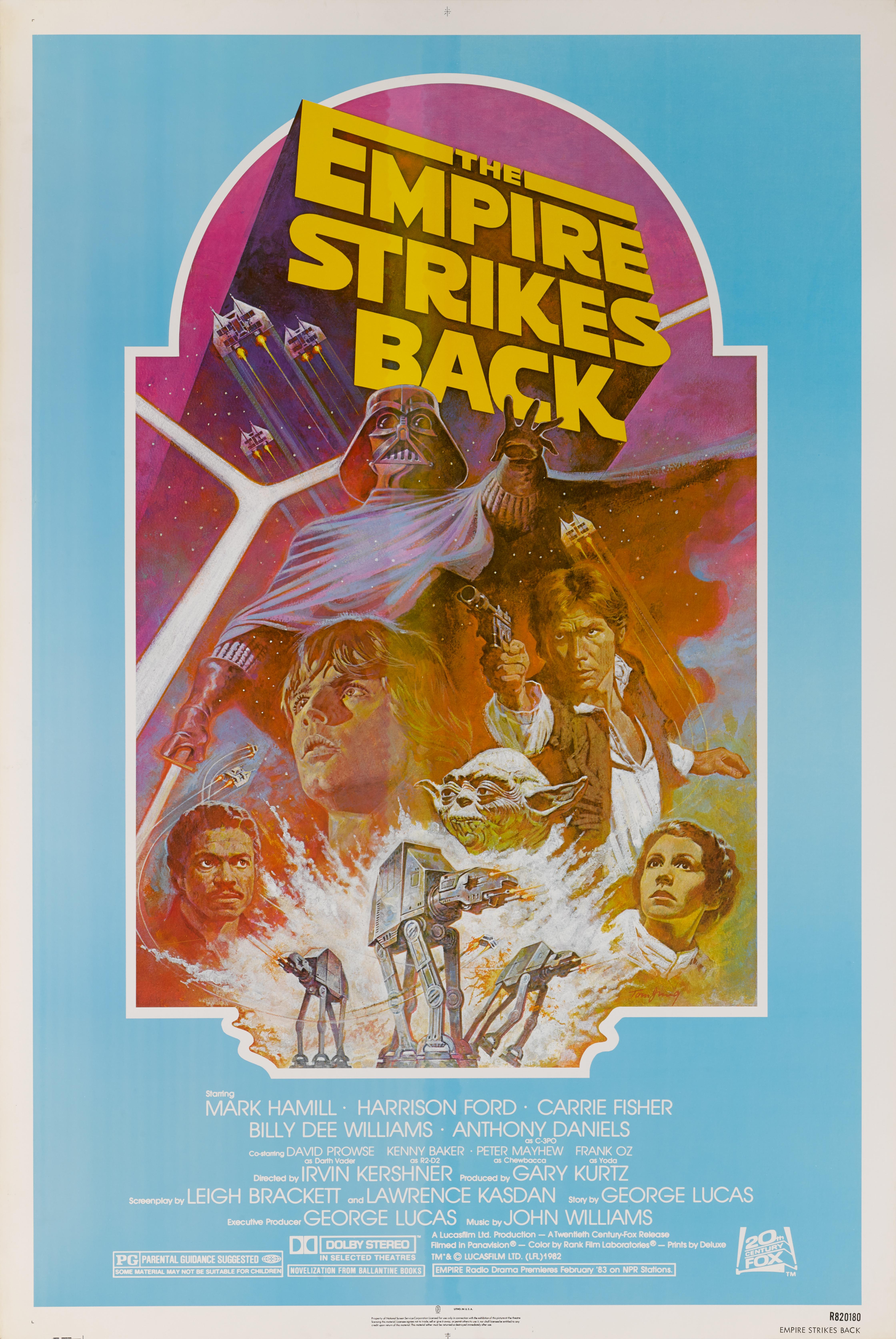 Original American film poster for “The Empire Strikes Back” also known as (Star Wars: Episode V – The Empire Strikes Back) this was the second movie in the Star Wars saga staring Mark Hamill, Harrison Ford, Carrie Fisher and Billy Dee Williams. The