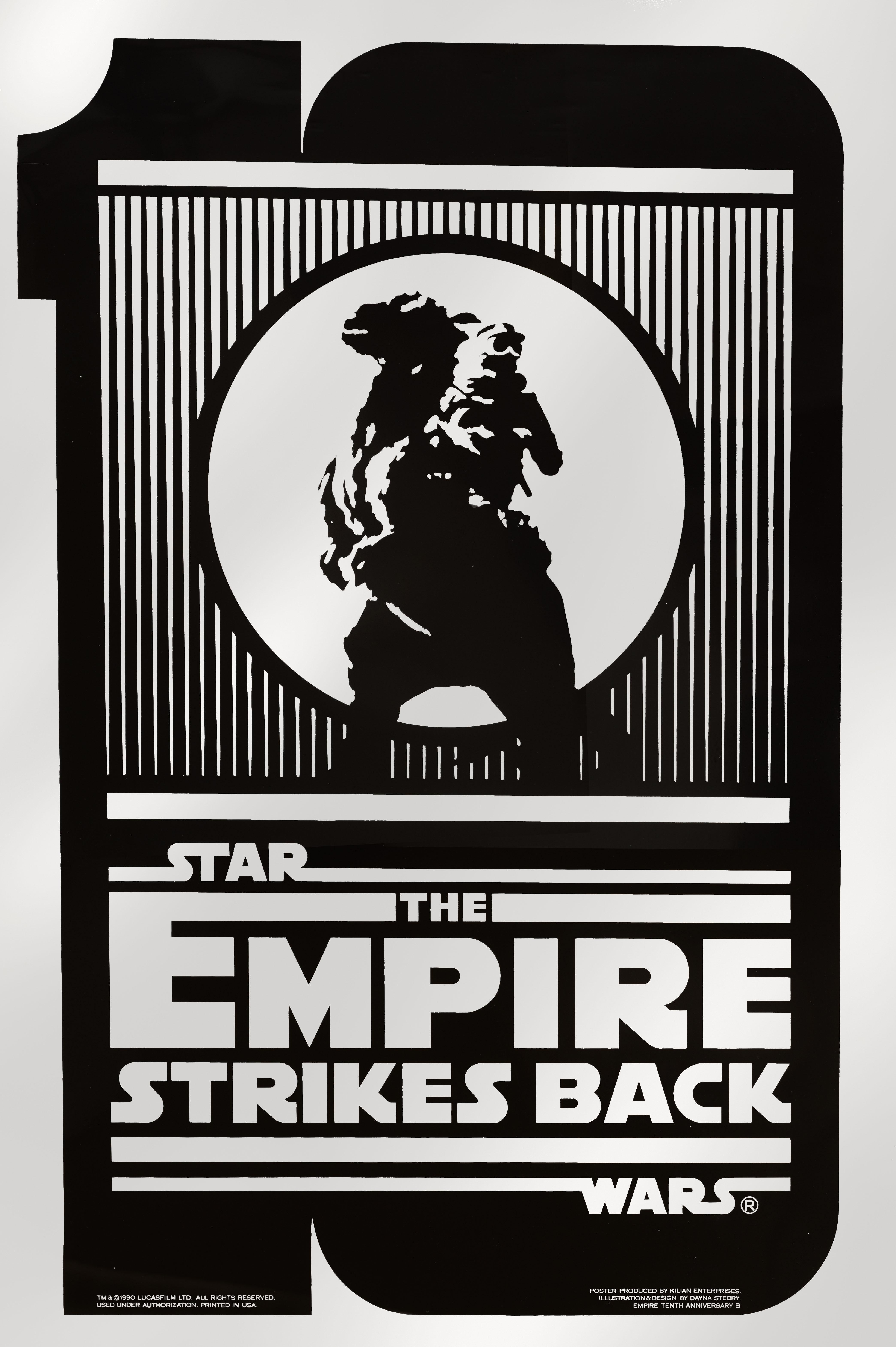 Original American film poster for The Empire Strikes Back also known as (Star Wars: Episode V – The Empire Strikes Back) this was the second movie in the Star Wars saga staring Mark Hamill, Harrison Ford, Carrie Fisher and Billy Dee Williams. This