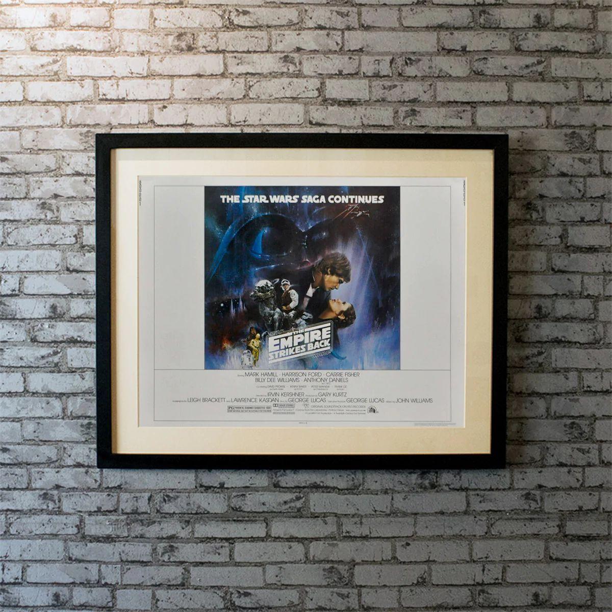 The Empire Strikes Back, Unframed Poster, 1980

Half Sheets (22 X 28 Inches). After the Rebels are brutally overpowered by the Empire on the ice planet Hoth, Luke Skywalker begins Jedi training with Yoda, while his friends are pursued across the