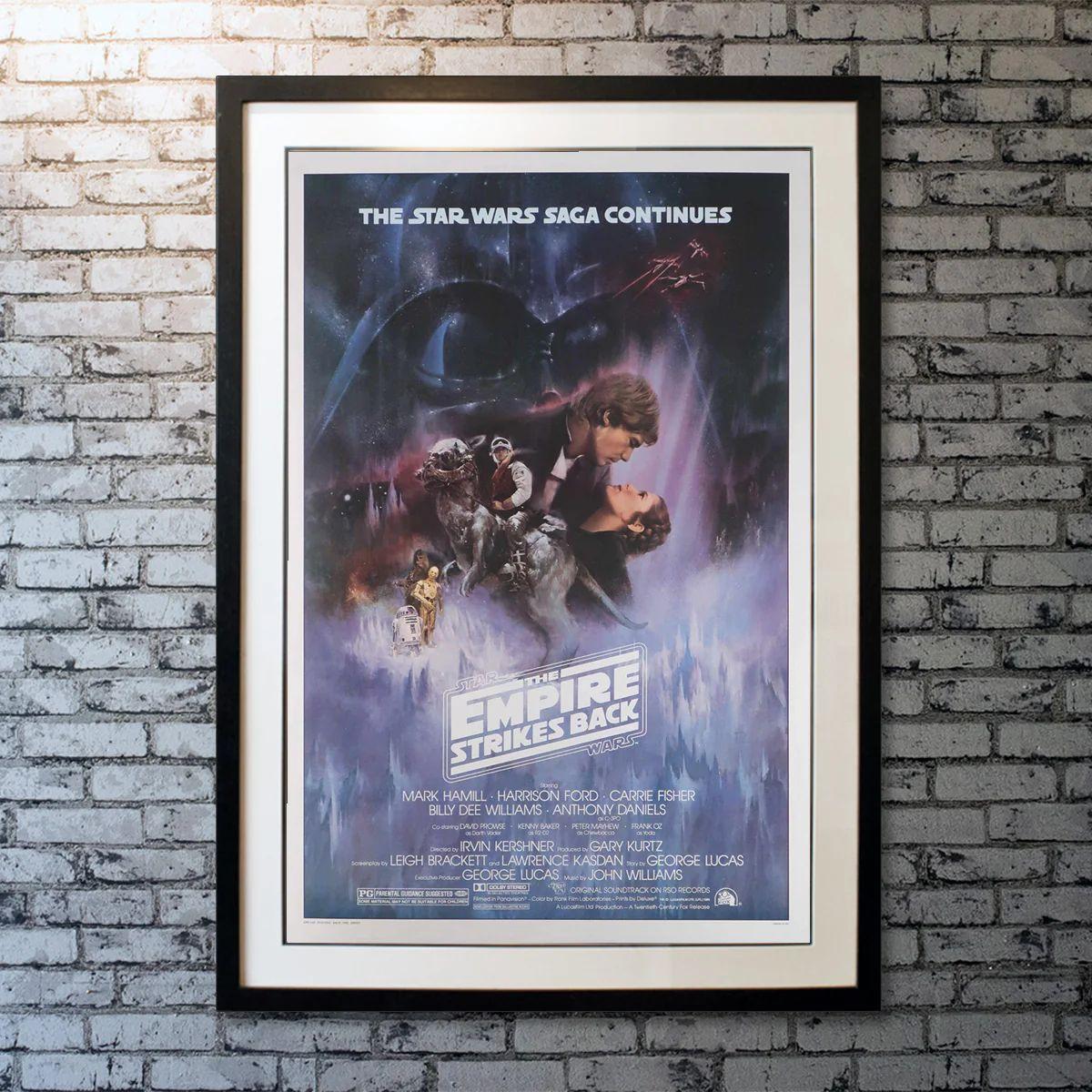 The Empire Strikes Back, Unframed Poster, 1980

Original One Sheet (27 X 41 Inches). After the Rebels are overpowered by the Empire, Luke Skywalker begins his Jedi training with Yoda, while his friends are pursued across the galaxy by Darth Vader