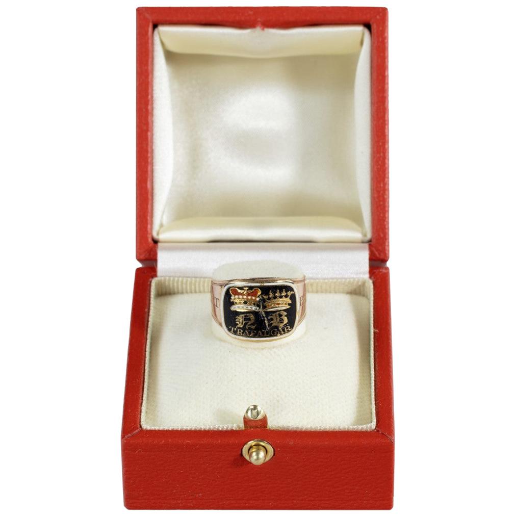 Enamel and Gold Nelson Memorial Ring, Made for His Aunt, Mrs Thomasine Goulty For Sale