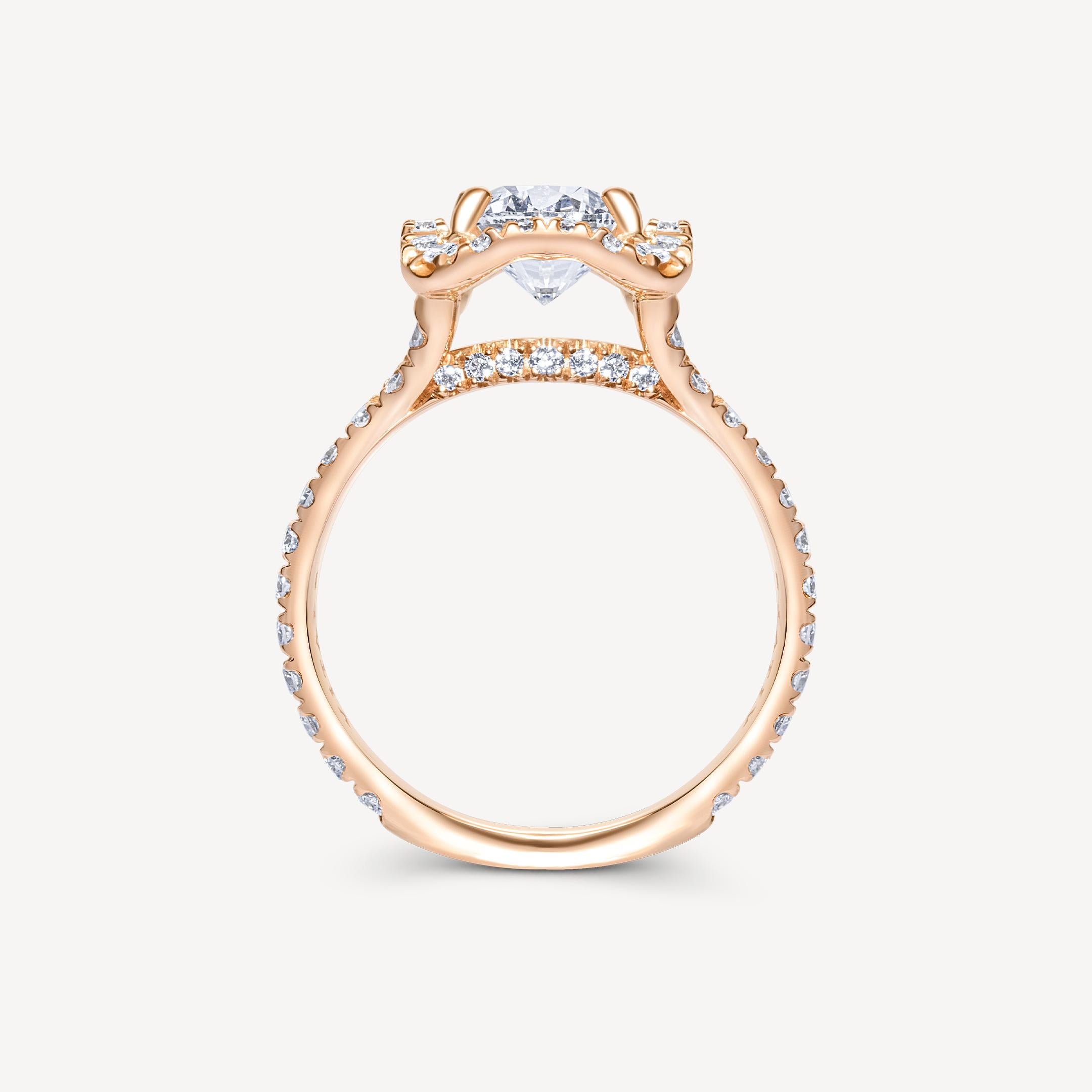 ANNIVERSARY Engagement Ring in rose gold 18Kt 5.66 gr with Central Diamond Round Shape 1.6 ct with diamonds G color VS clarity 1.21 ct.

This anniversary collection represents a tribute to the exceptional
craftsmanship, enduring elegance, and