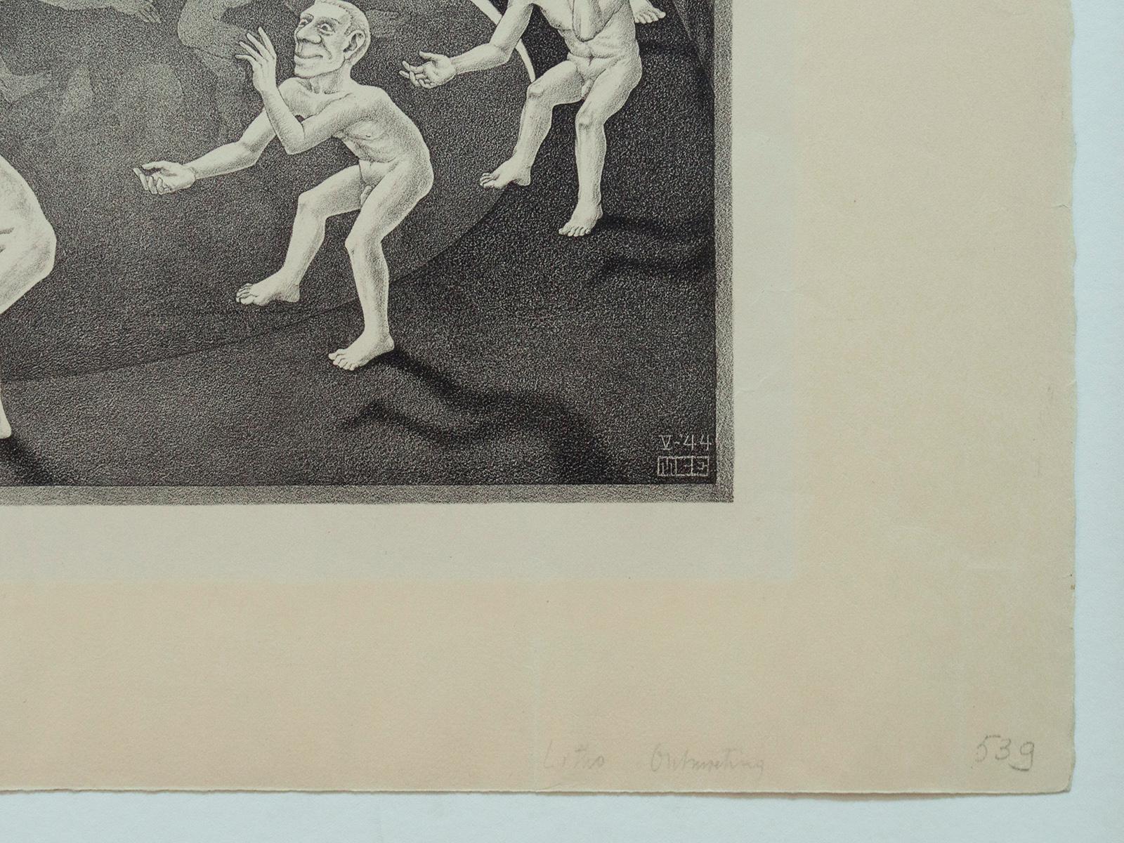 El Encuentro, 1944 Litografía de Maurits Cornelis Escher Papel en venta