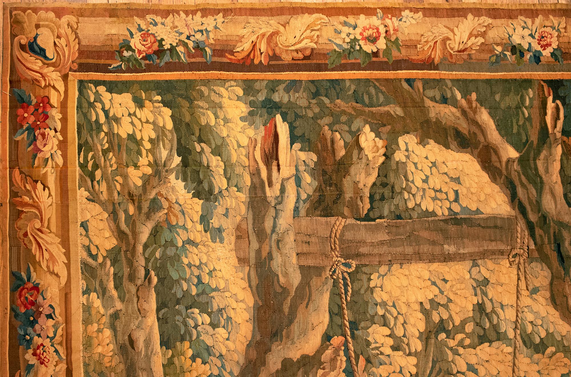 The end of the 17th Century French Rustic & Romantic Tapestry For Sale 4