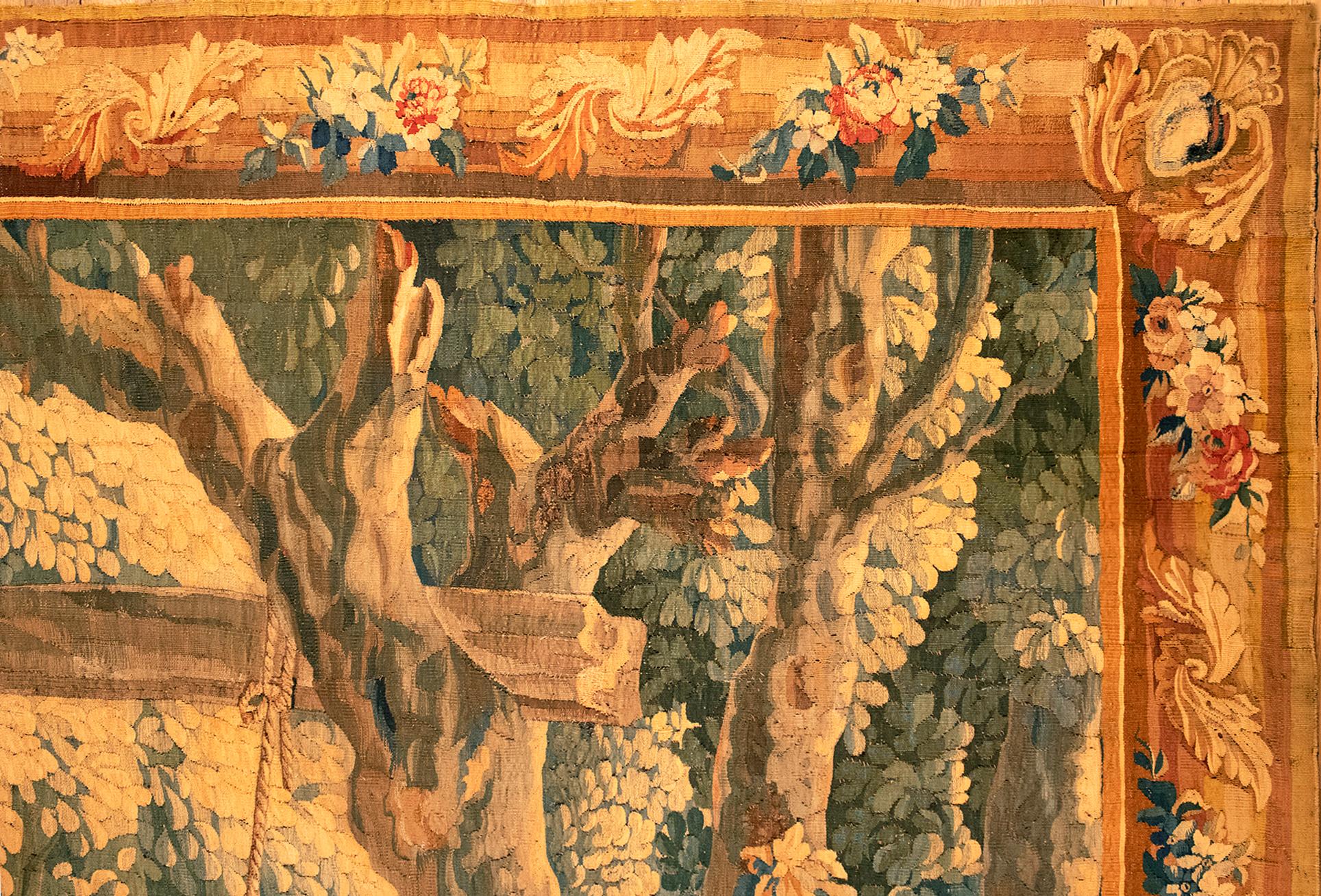 The end of the 17th Century French Rustic & Romantic Tapestry For Sale 6