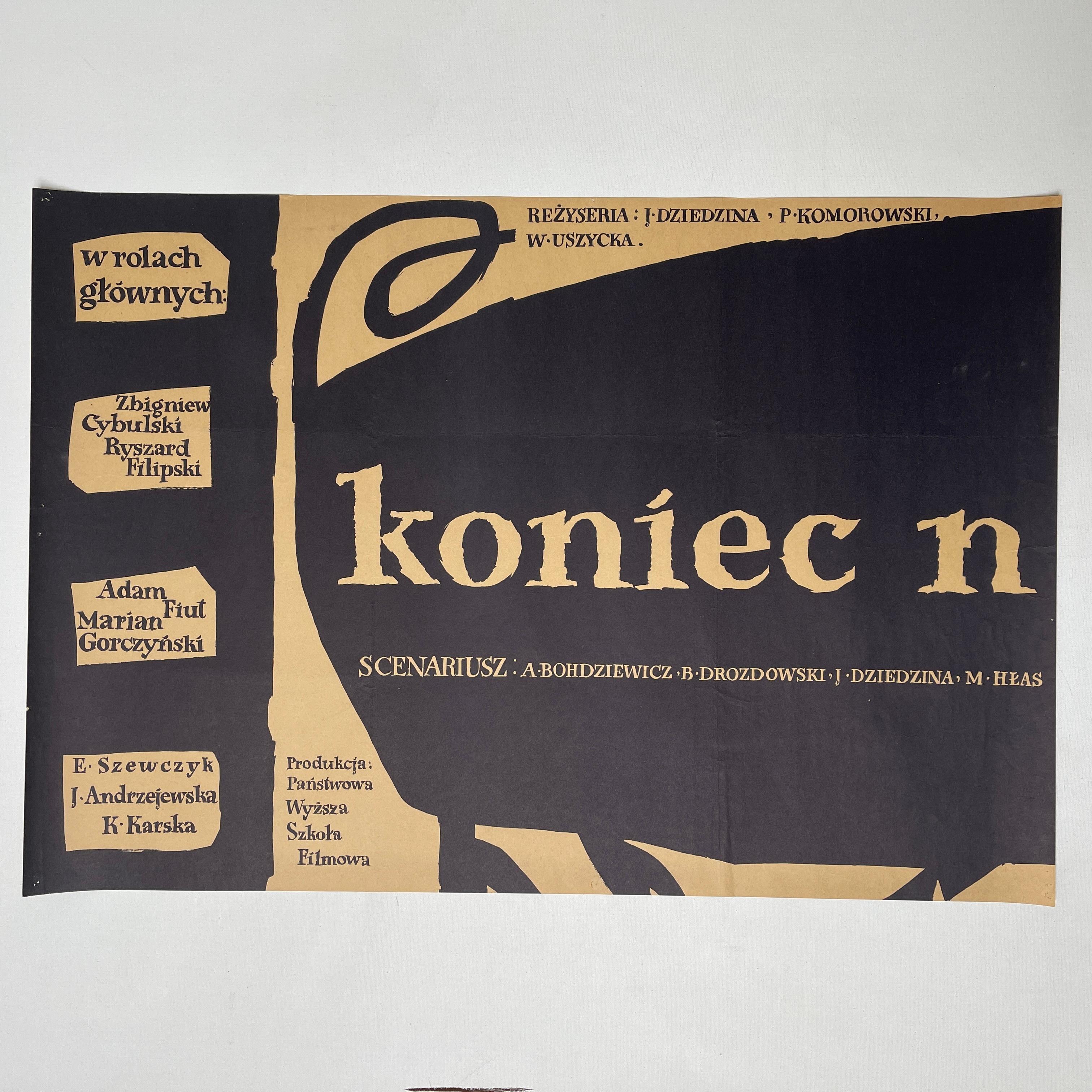 Mid-Century Modern Rare affiche de film polonaise « La fin de la nuit » de Jan Mlodozeniec, 1956 en vente