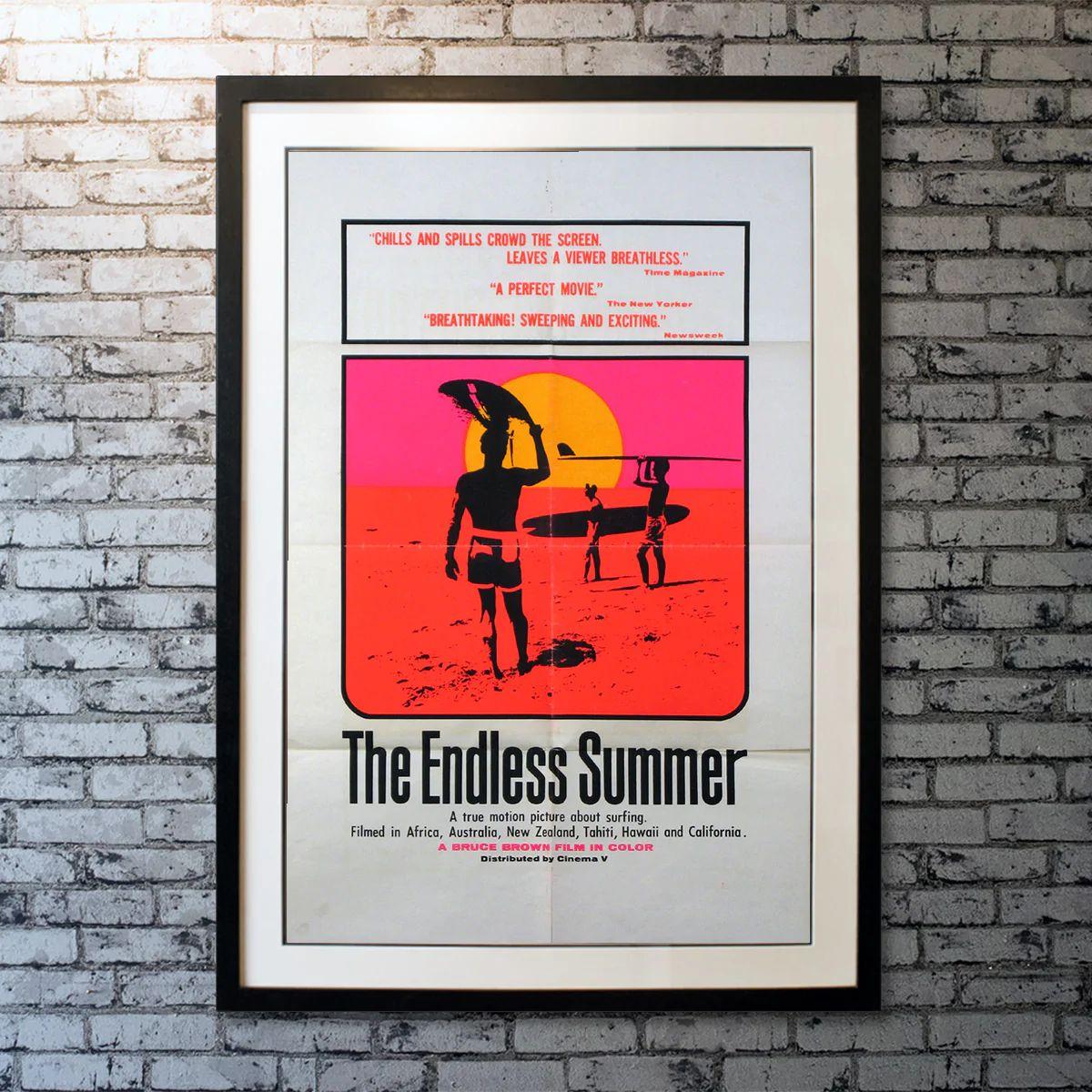 The Endless Summer, Unframed Poster, 1966

Original US One Sheet (27 X 41 Inches). Day-Glo Style, John Van Hamersveld Artwork.
Just one look at this iconic Van Hamersveld image will spark the wanderlust first evoked in 1966 by Bruce Brown's
