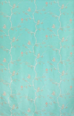 'The English Robin' Contemporary, Traditional Fabric in Jade