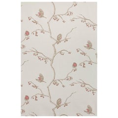 'The English Robin' Contemporary, Traditional Fabric in Parchment