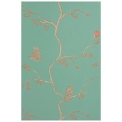 'the English Robin' Contemporary, Traditional Wallpaper in Jade