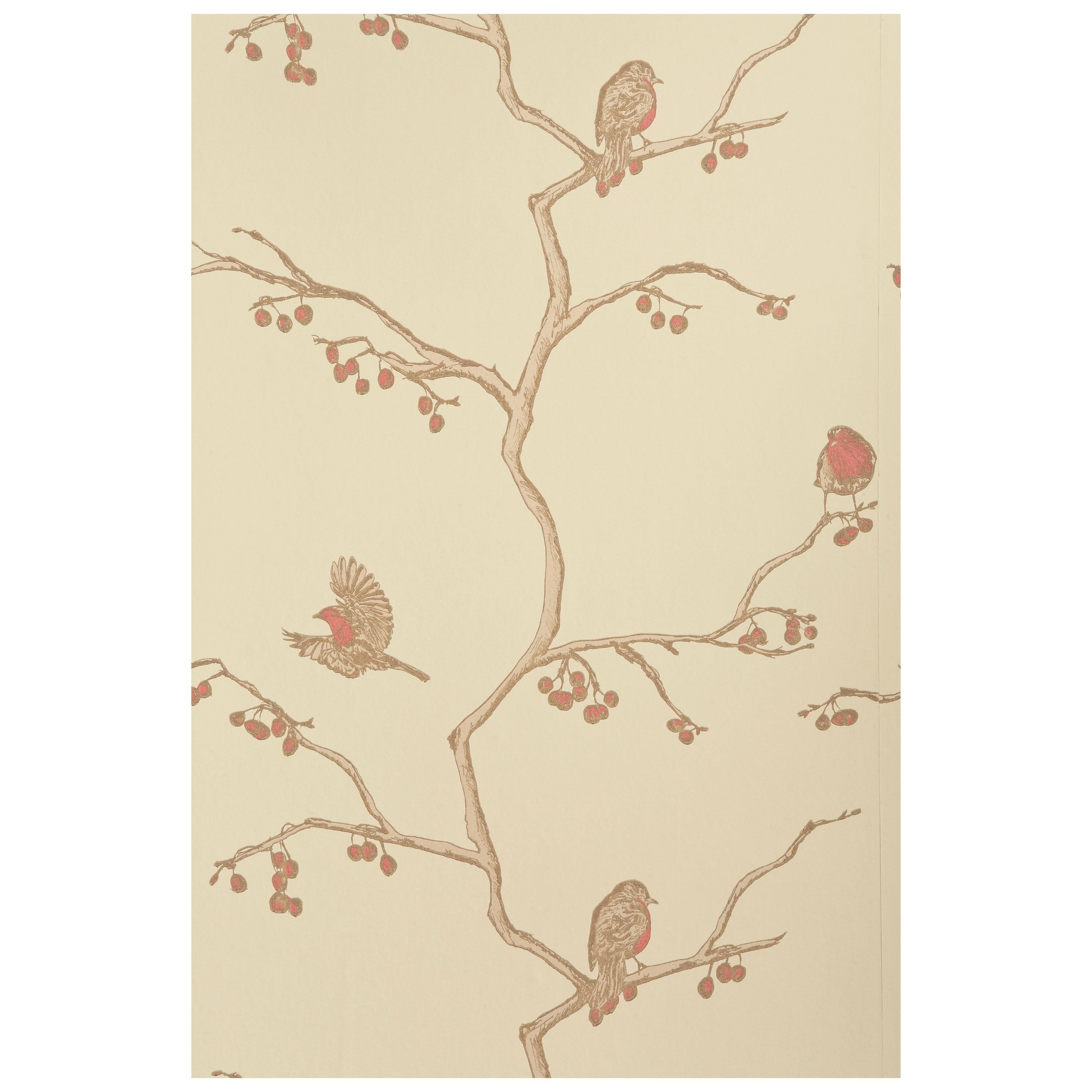 
The English Robin
 Contemporary, Traditional Wallpaper in Parchment For Sale
