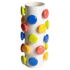 Enlightening Quantum White Colour Ball Ceramic Vase by Hua Wang
