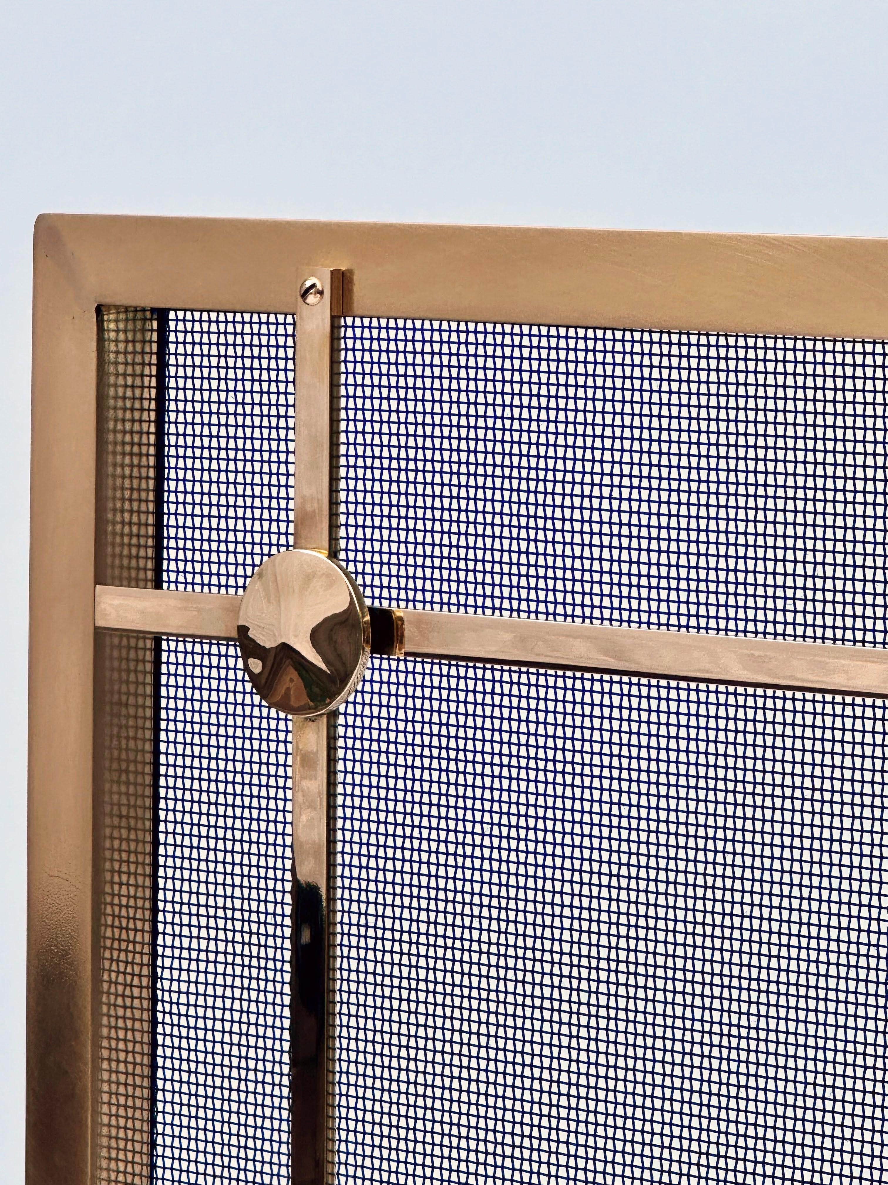American The Enola Custom Brass Fire Screen by Betzinger Designs For Sale