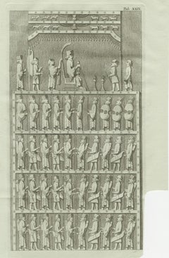 The Enthroned King and His Guard at Persepolis, Antique Print, 1780