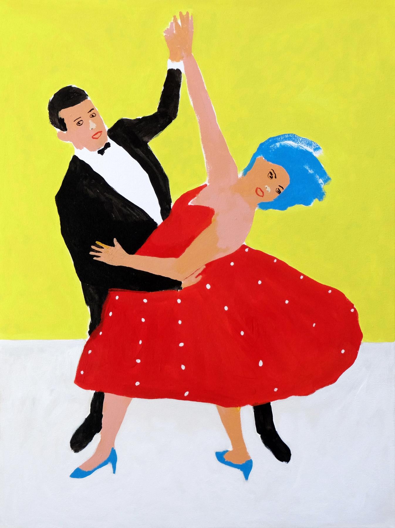 Modern 'The Enthusiasts' Portrait Painting by Alan Fears Pop Art Dancing