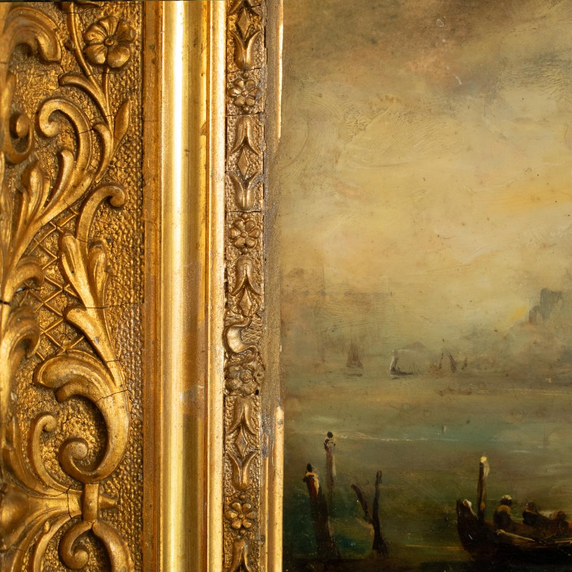 Wood The Entrance to the Grand Canal, Venice - exquisite oil on panel For Sale