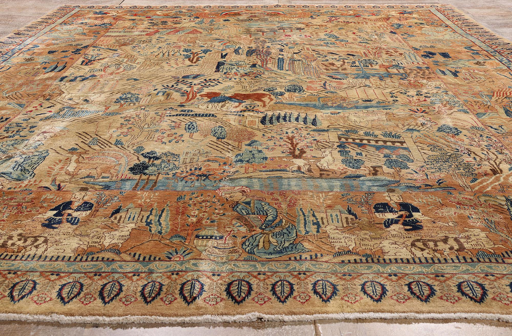 Noué à la main L'épopée de Persépolis : Le chef-d'œuvre mythique et majestueux de Najafabad, en persan, d'époque en vente