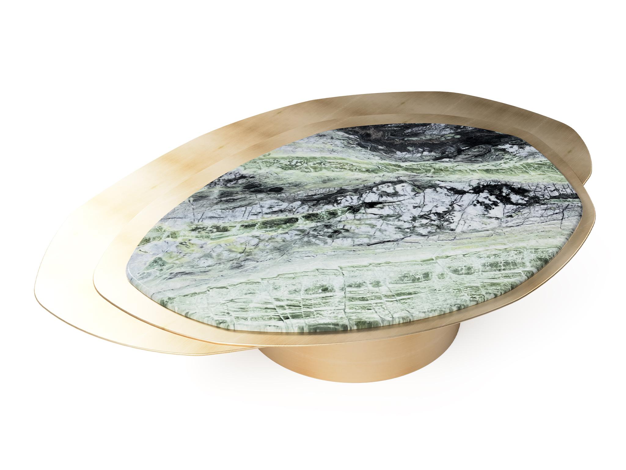 “The Epicure IX” Contemporary Center table ft. Jade River marble and solid brass plates in “Satin” finish

Luxury doesn’t always follow the common patterns. Luxury goes beyond and almost like one of the best gourmets joins varied experiences,