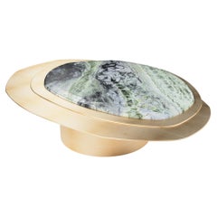 "The Epicure IX" Center Table ft. Jade River Marble and Solid Brass