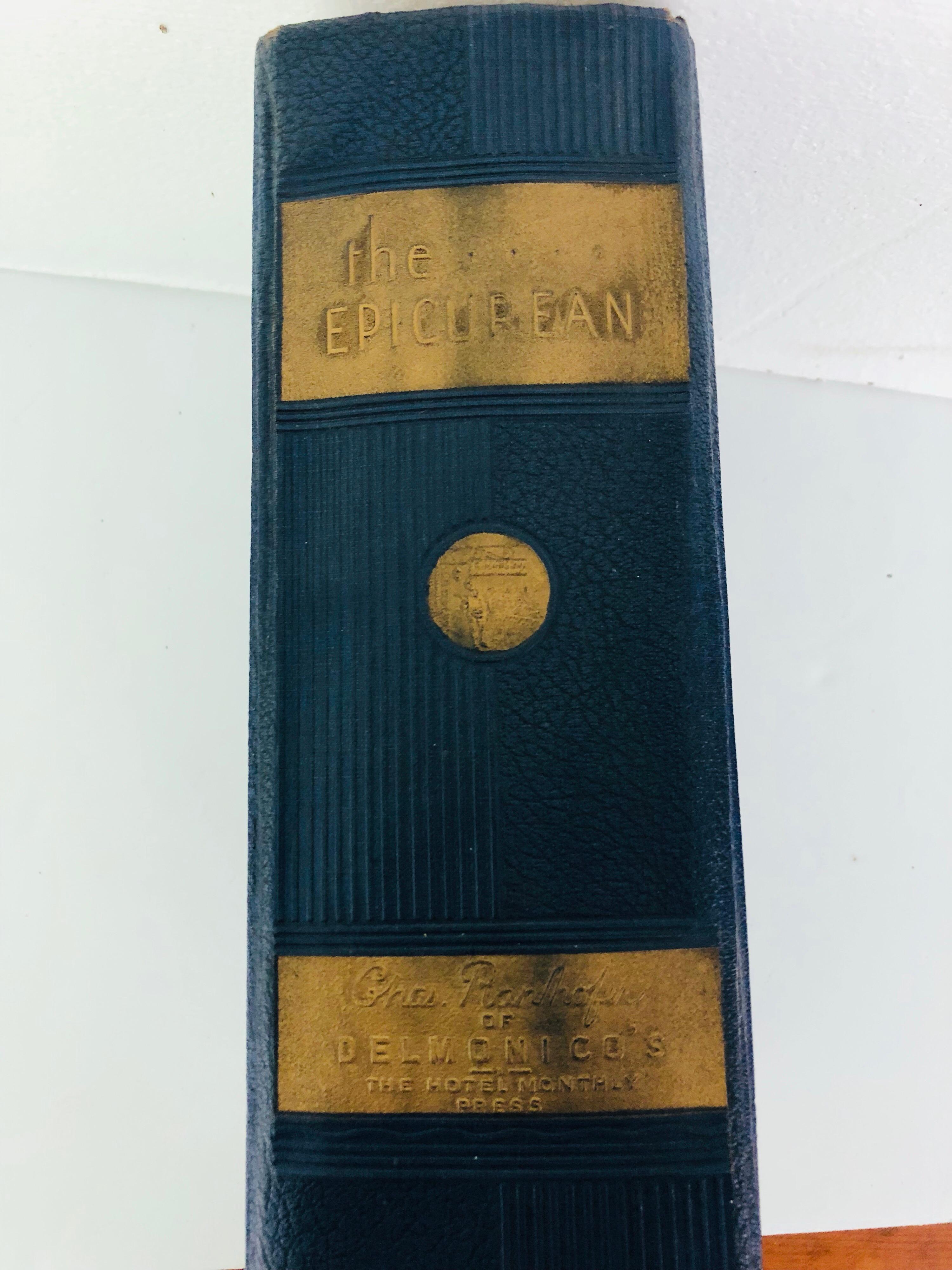 Rare Delmonico's restaurant cookbook by chef Charles Ranhofer. Originally published in 1894 and copyrighted by his wife Rose in 1920. Delmonico's opened in 1820, serving European fine dining. The book covers table and wine service, bills of fare,