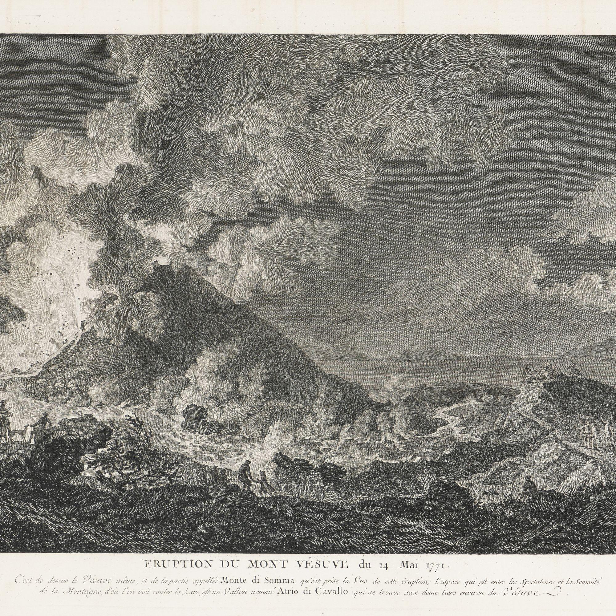 Dieruption des Vesuvs am 14. Mai 1771 von Heinrich Guttenberg, um 1800 im Zustand „Gut“ im Angebot in Kenilworth, IL