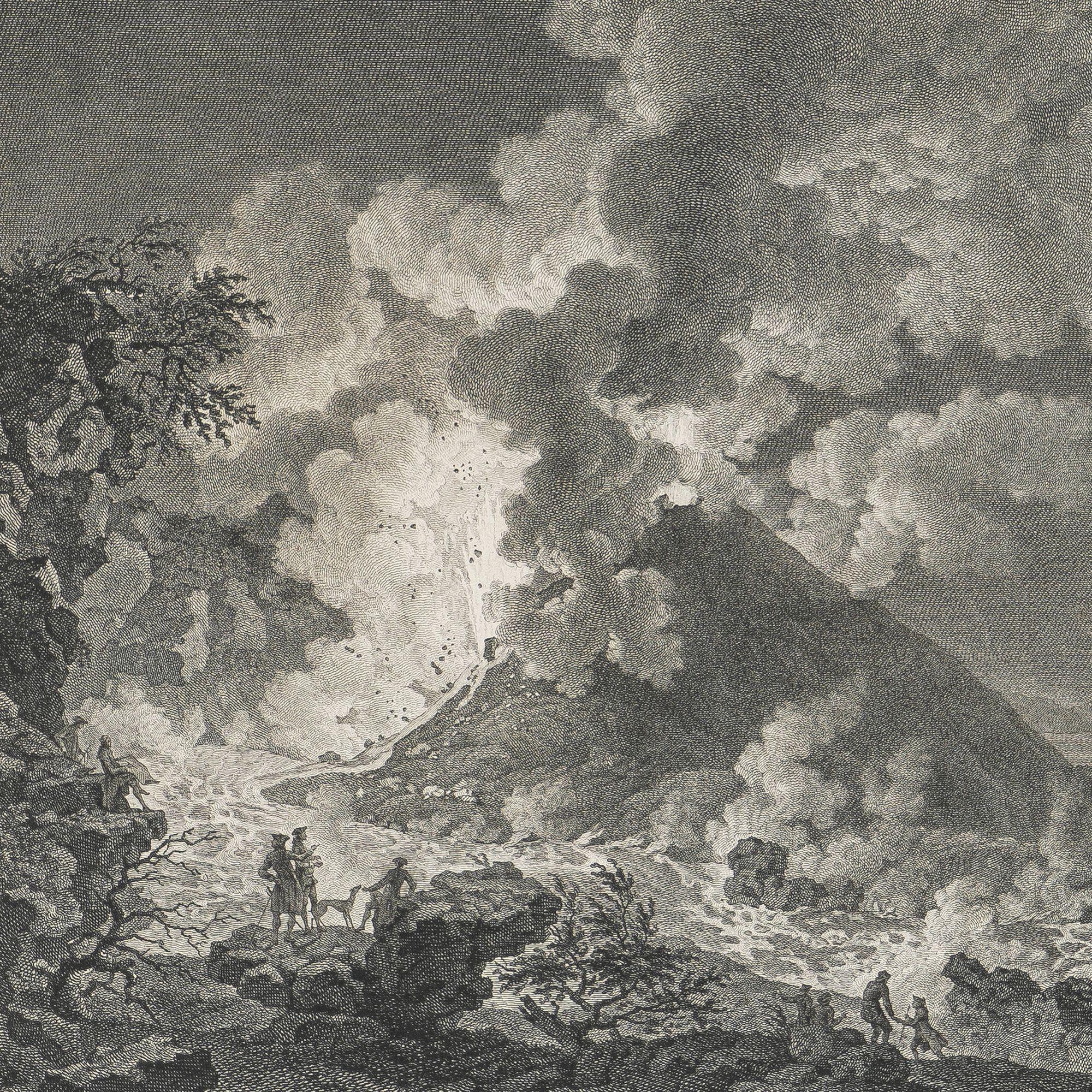 Paper The Eruption of Vesuvius 14 May 1771 by Heinrich Guttenberg, c. 1800 For Sale
