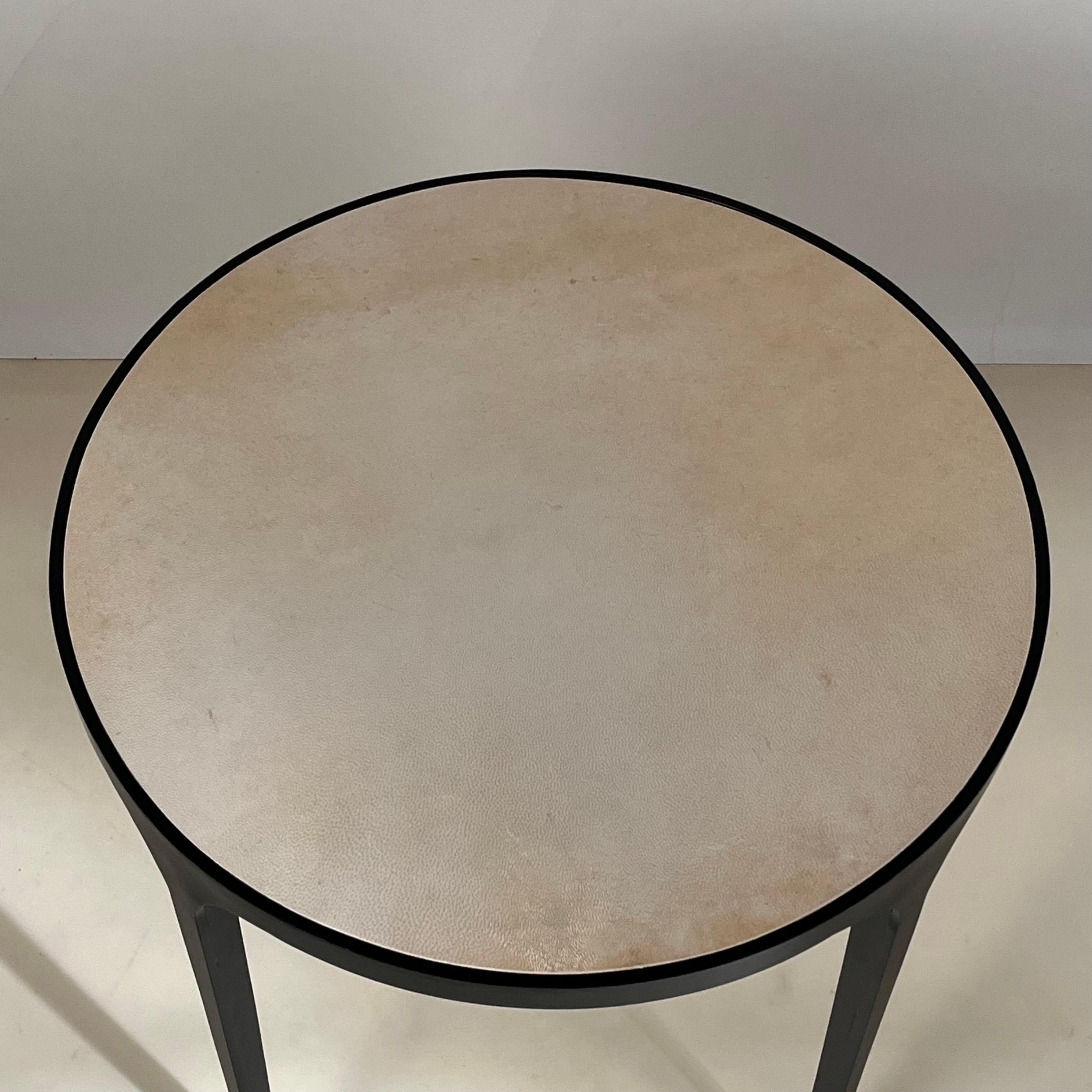 French The 'Esquisse' Round Parchment Side Table by Design Frères For Sale