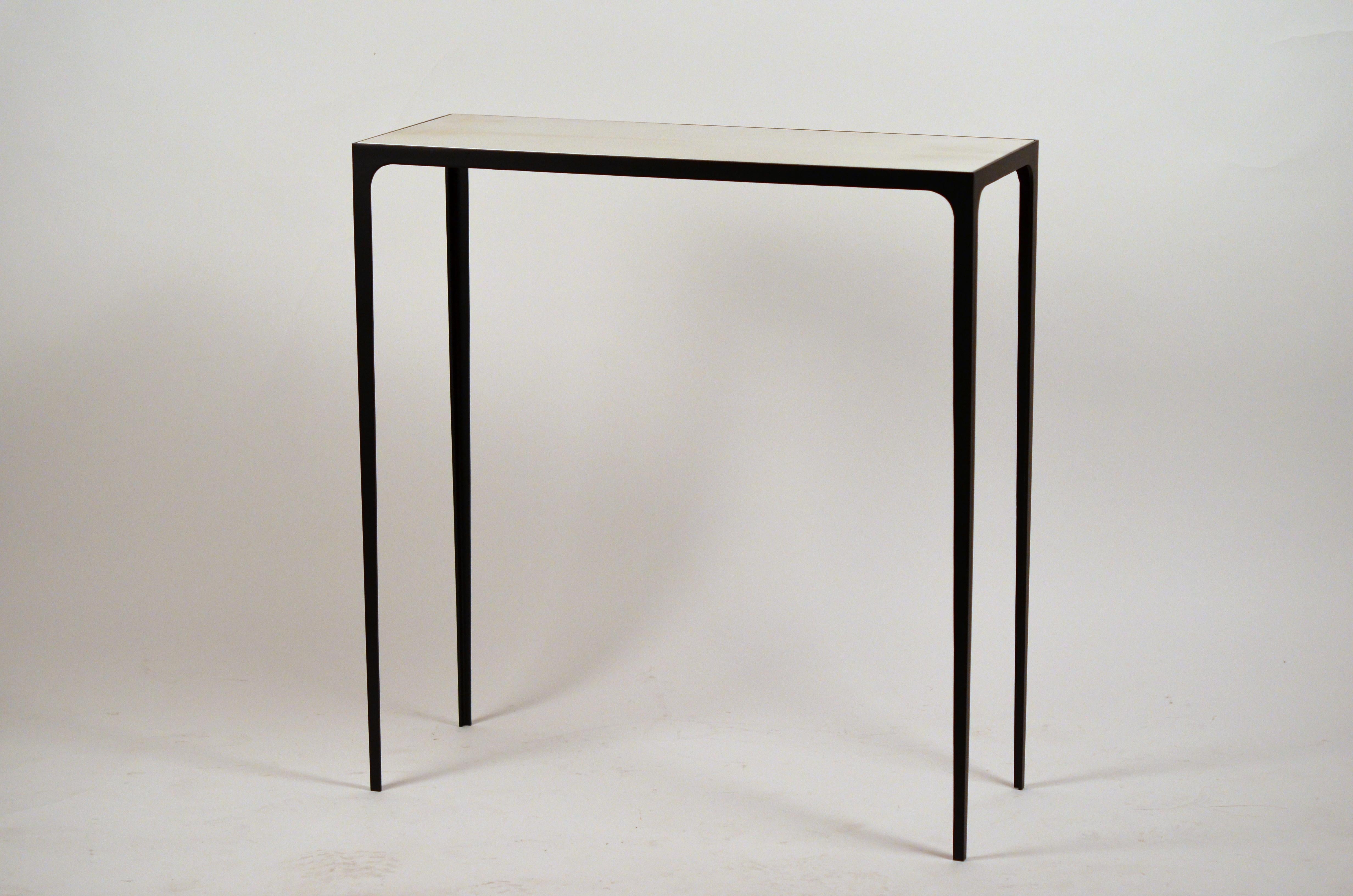 European 'Esquisse' Wrought Iron and Ivory Parchment Console by Design Frères For Sale