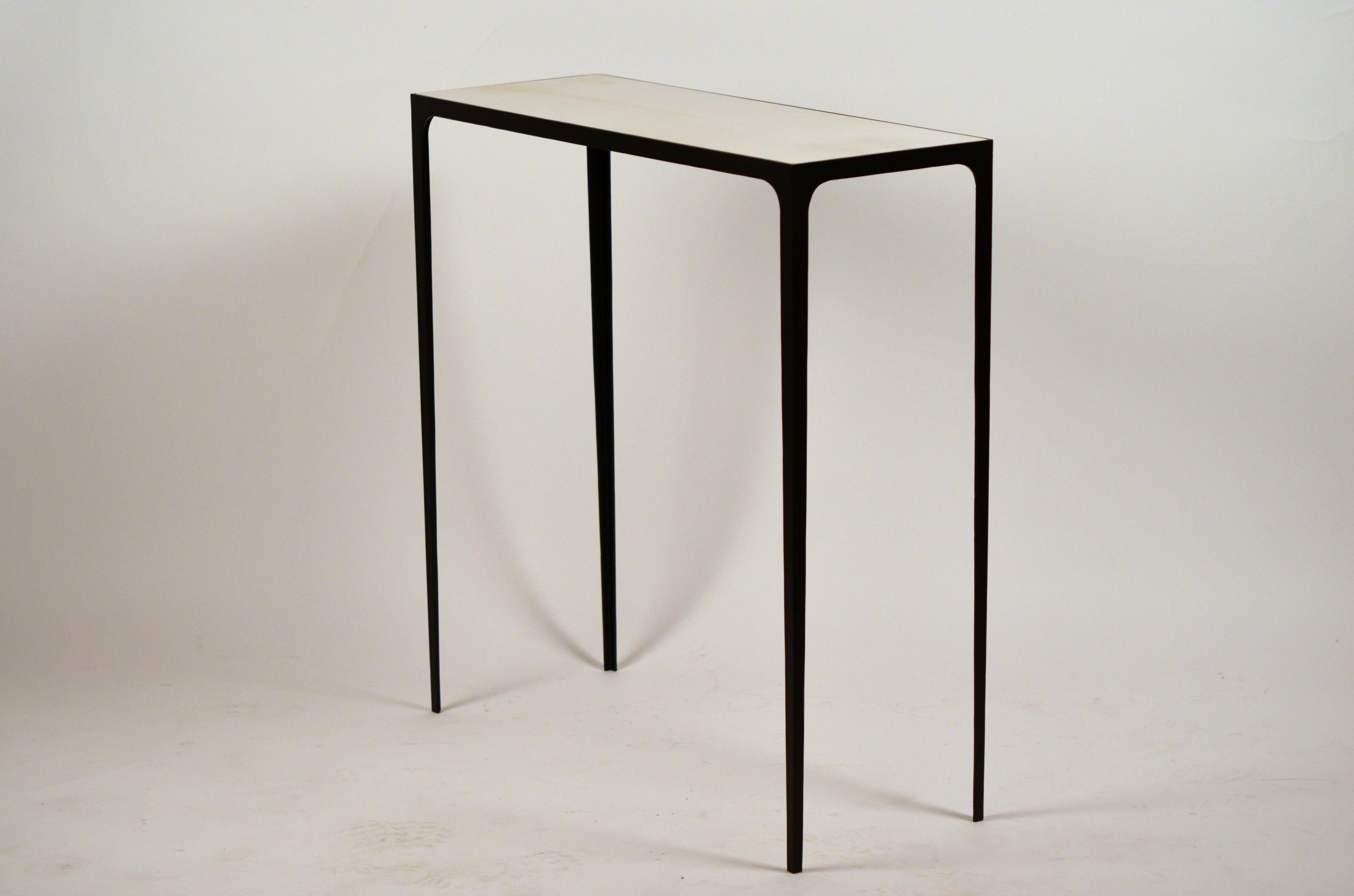 Appliqué 'Esquisse' Wrought Iron and Ivory Parchment Console by Design Frères For Sale