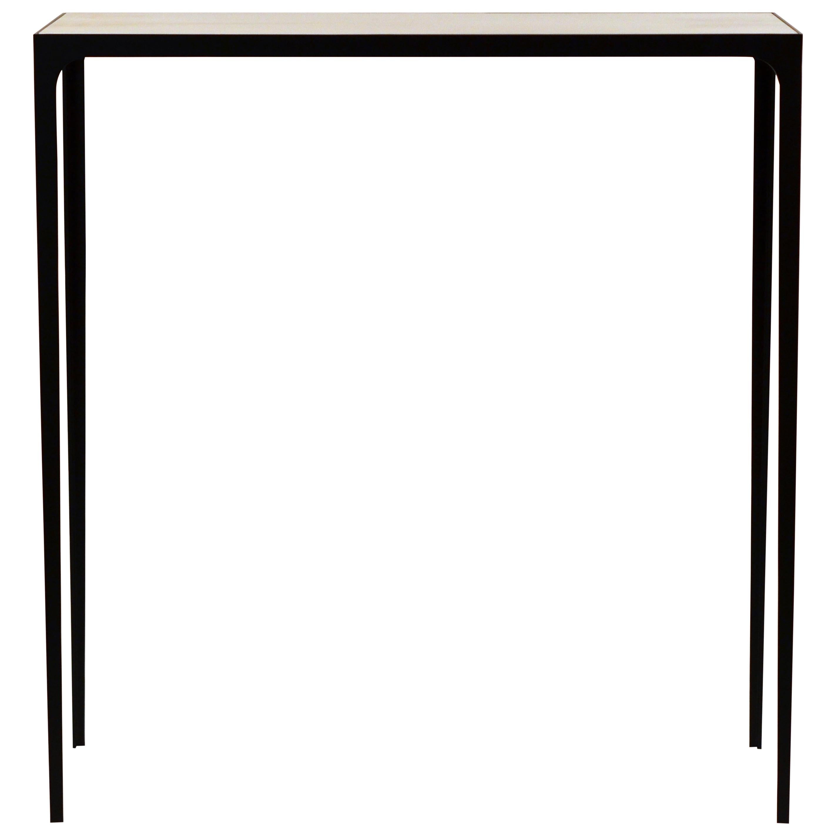 The 'Esquisse' Wrought Iron and Ivory Parchment Console by Design Frères For Sale