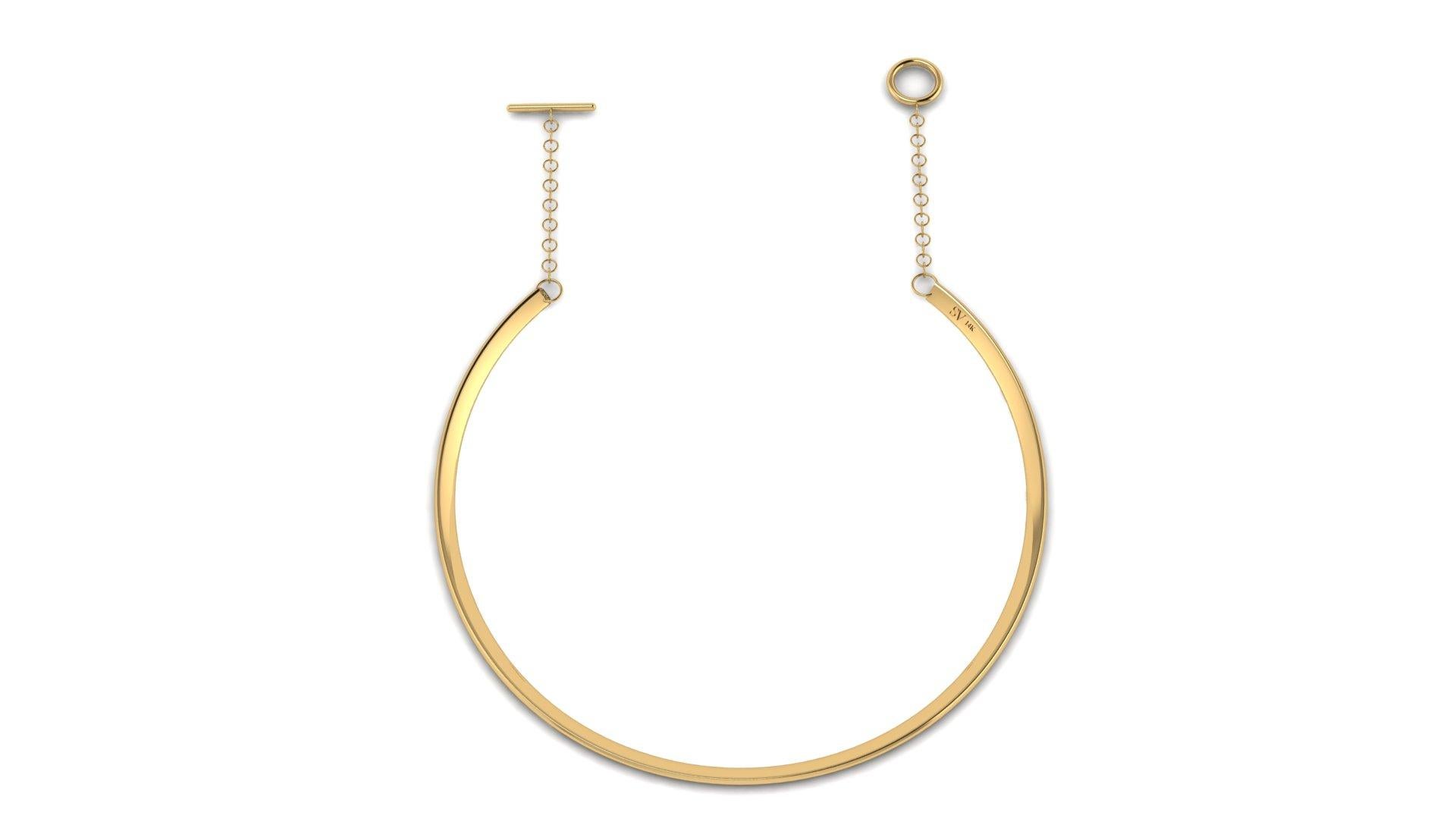 Contemporary Essential Gold Collar in 14k Gold with and 18k Gold Closure For Sale
