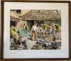 "The Estate Sale":: ein zeitgenössisches Aquarell:: Alan Sanborn:: um 1990